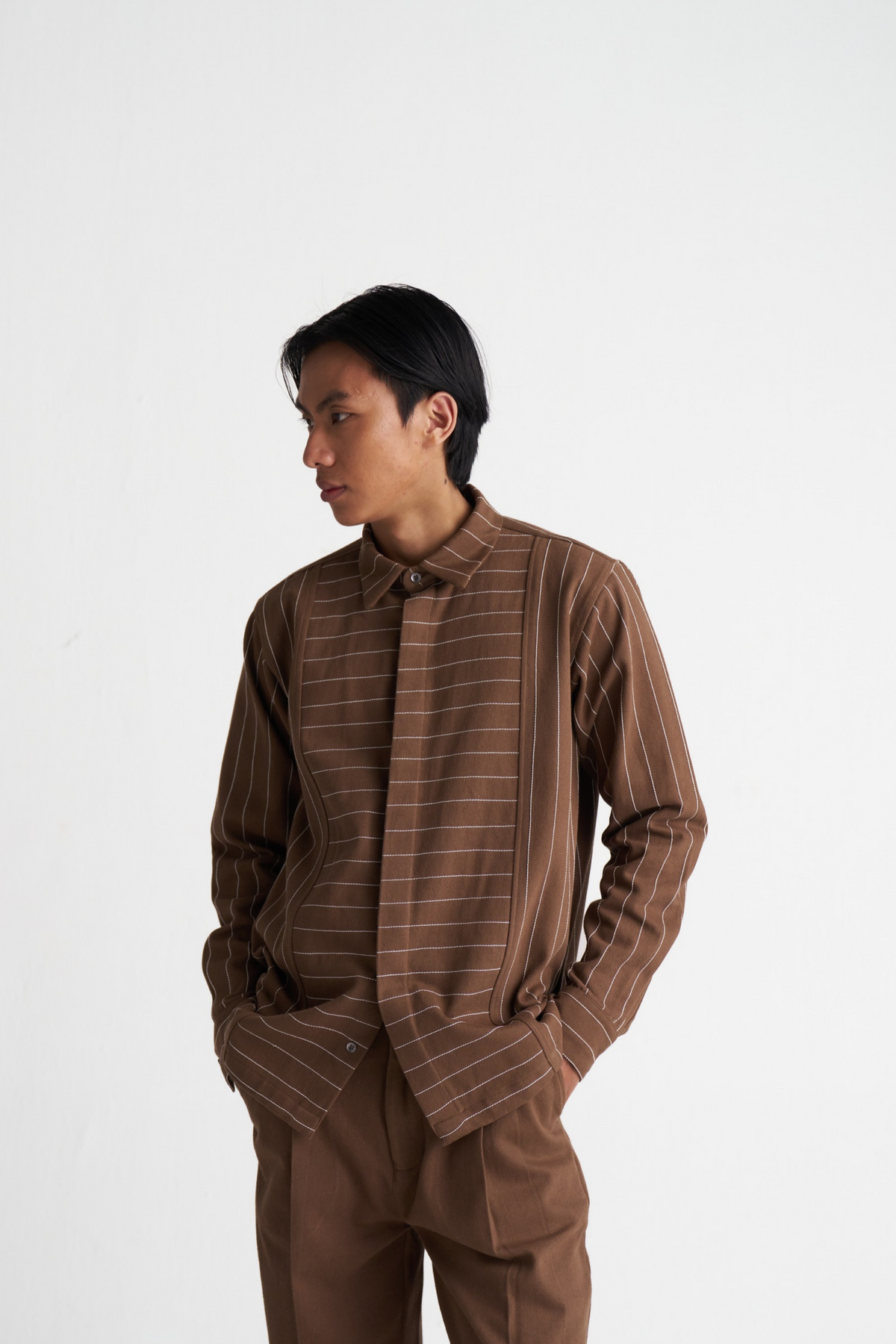 Linear Emb. Denim Shirt Co-ord (set Of 2)