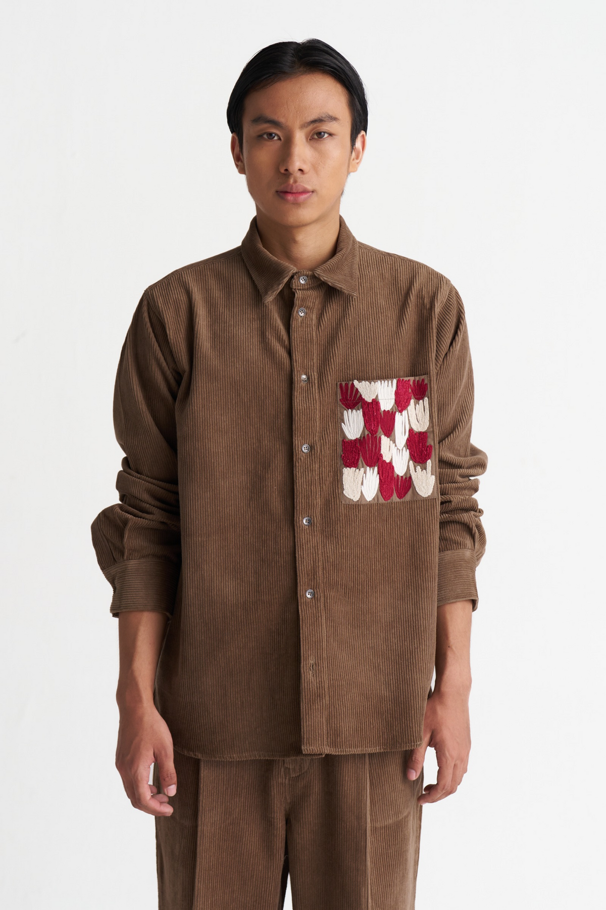 Emb. Patch Pocket Corduroy Shirt Co-ord (set Of 2)