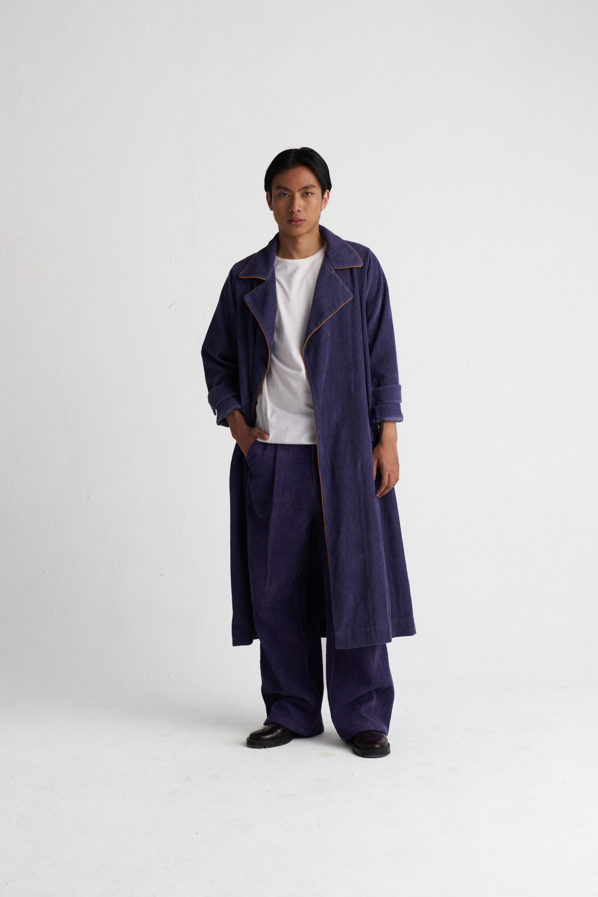 Emb. Patch Corduroy Trench Co-ord (set Of 2)