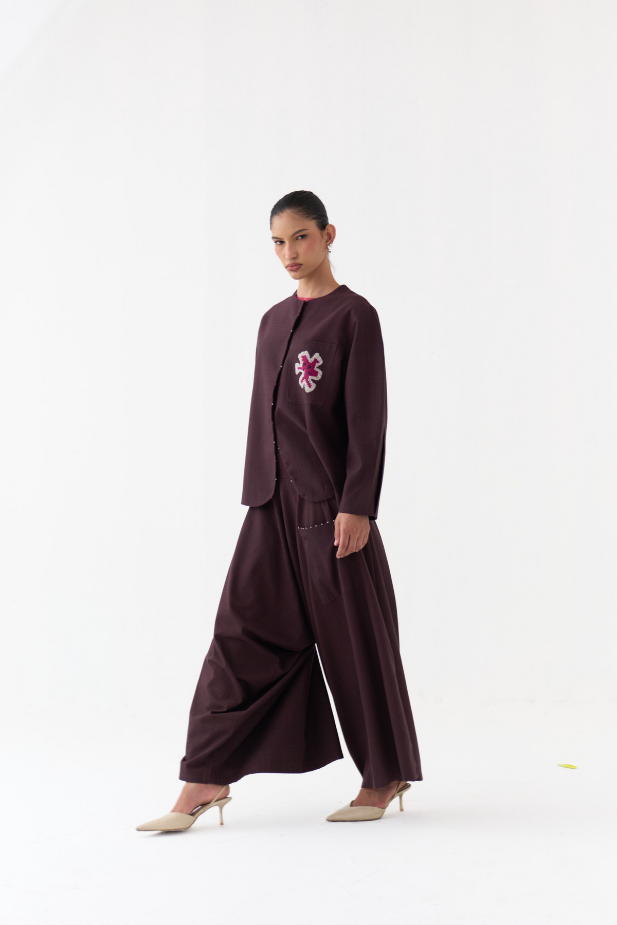 Embroidered Contour Overlay Co-ord (set Of 2)