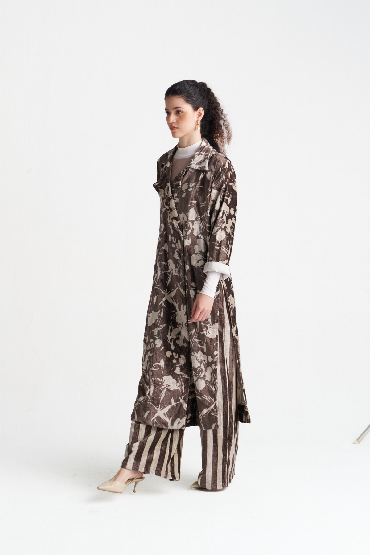Velvet Floral Overlap Kaftan Co-ord (set Of 2)