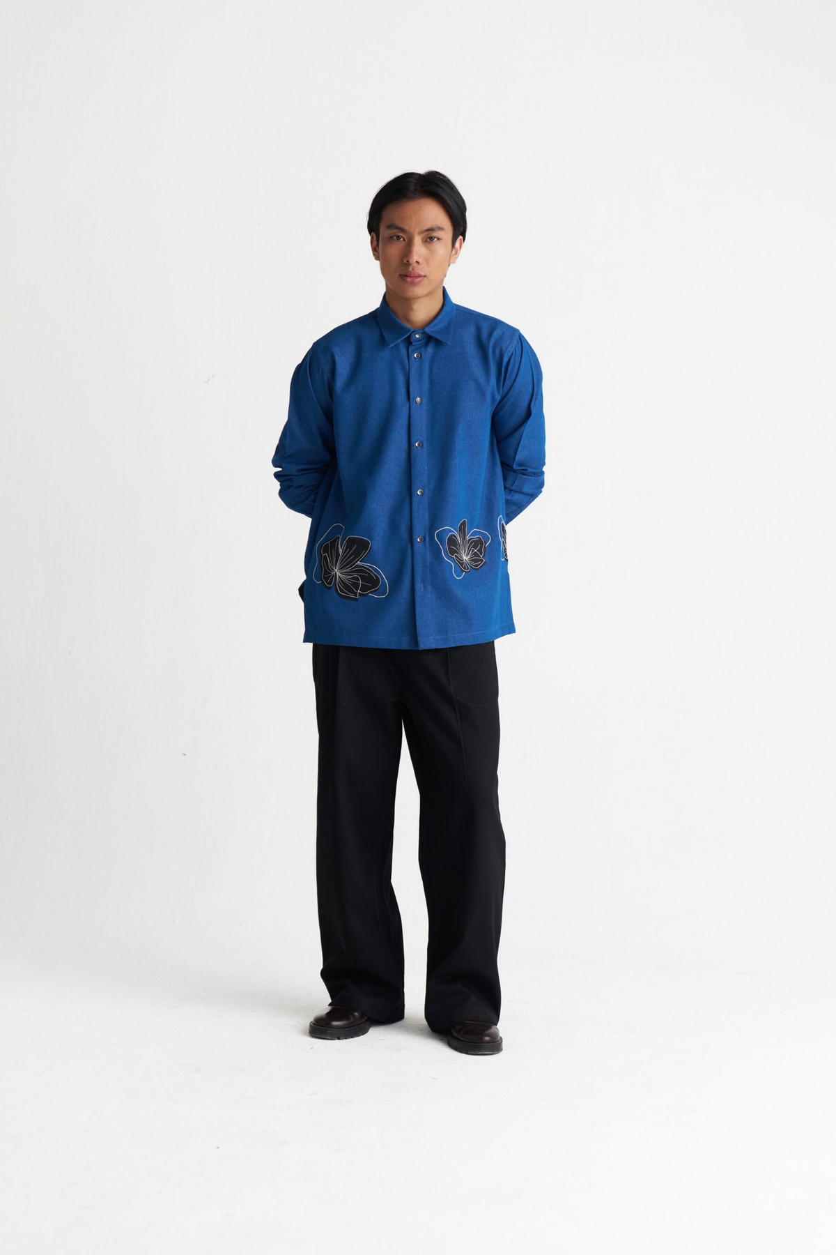 Floral Applique Denim Shirt