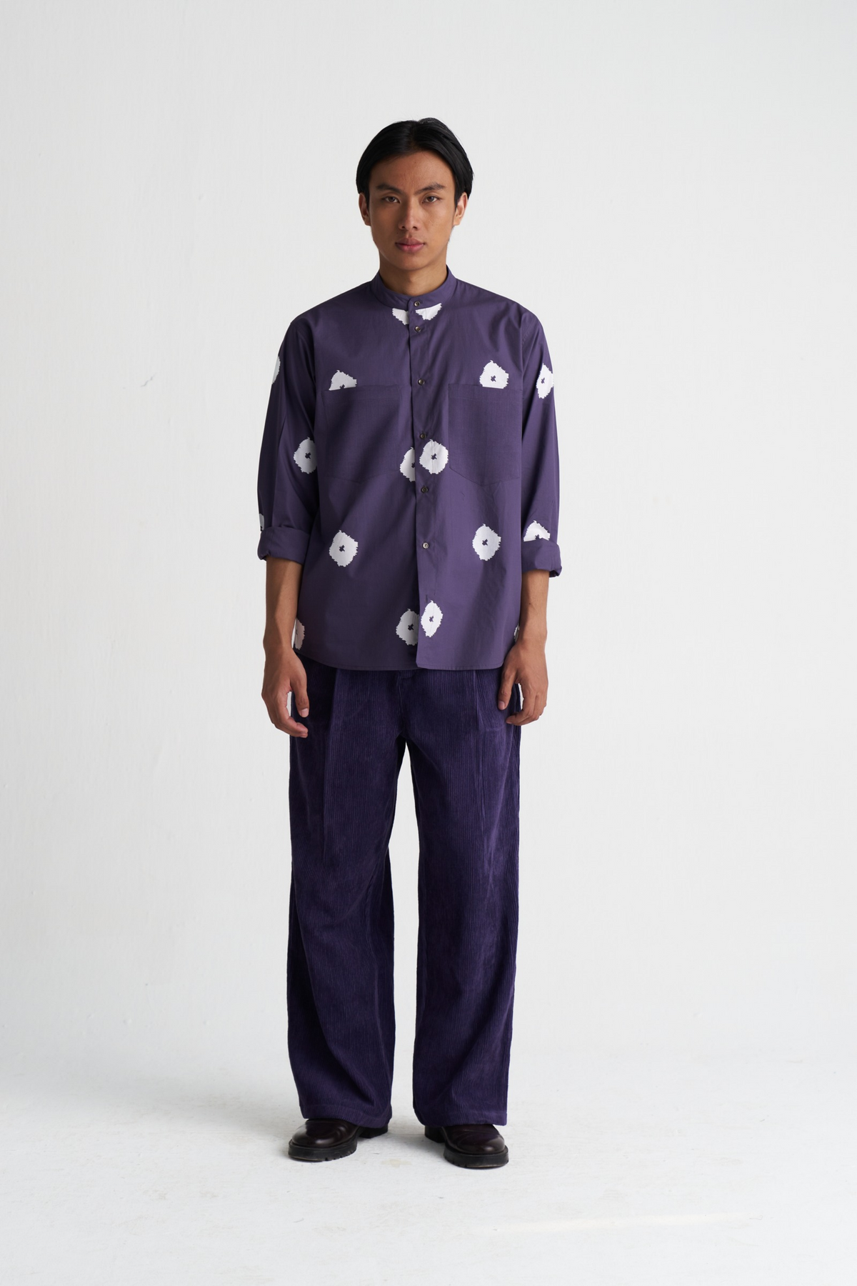All Over Print Band Collar Shirt