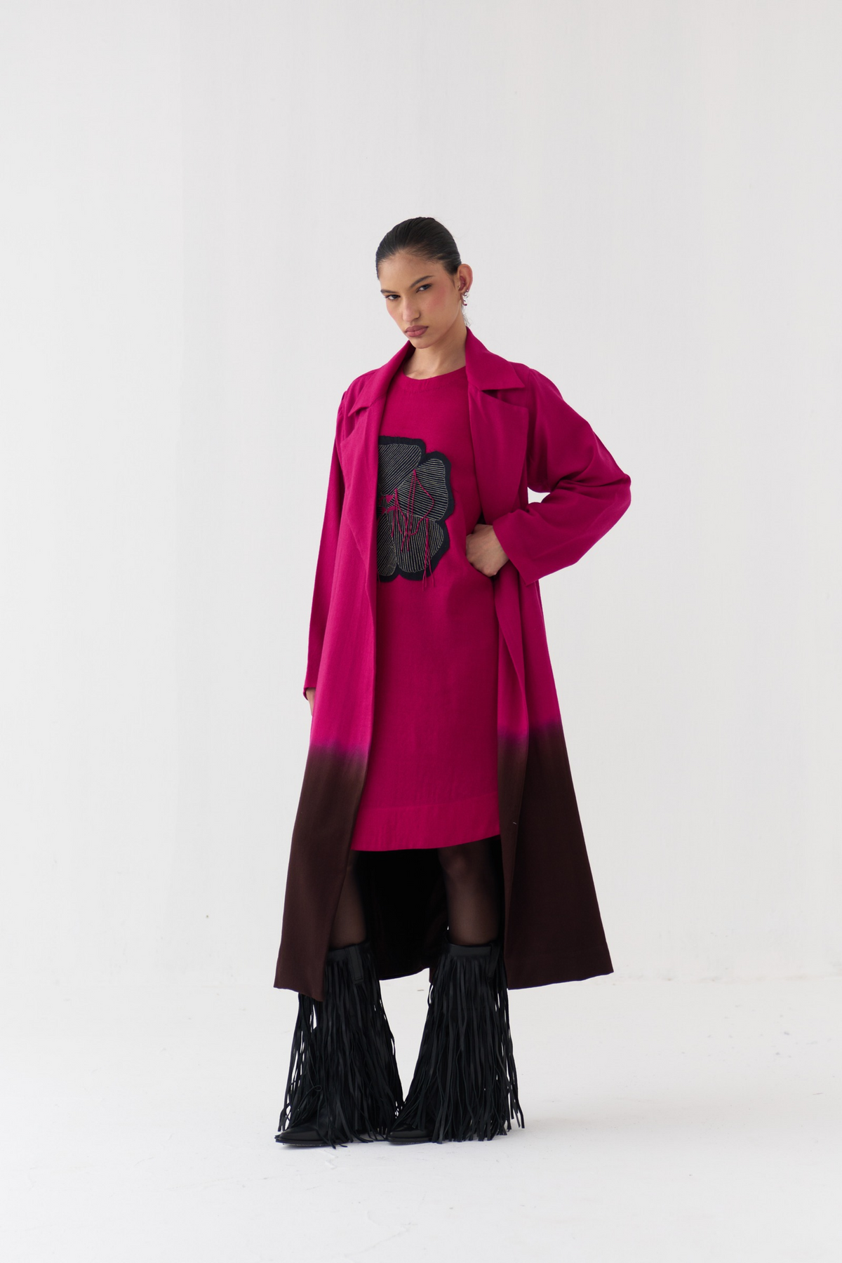 Applique Woollen Dress Co-ord (set Of 2)