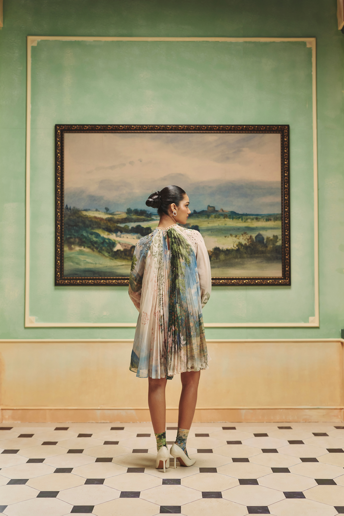 Veinna Aquarelle Pleated Dress