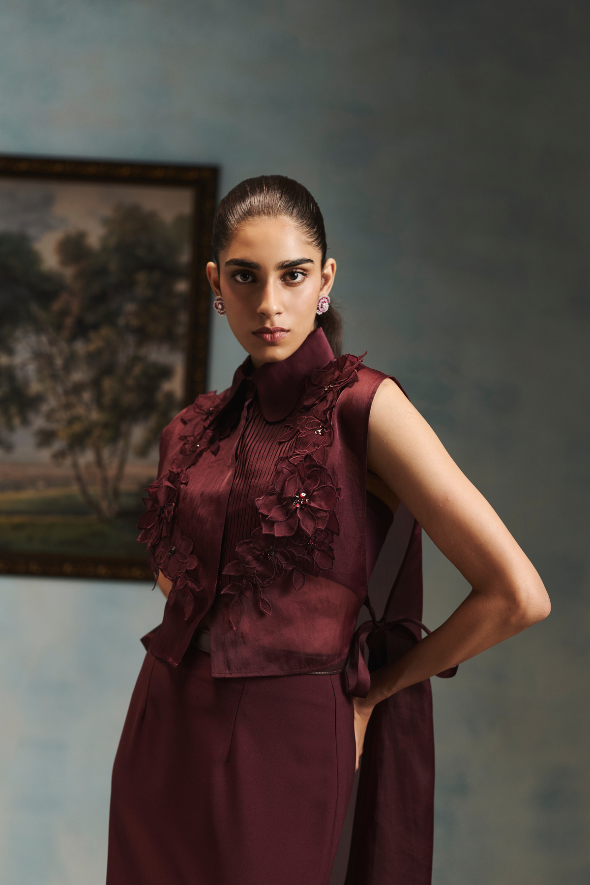 Veinna Crimson Veil Shirt