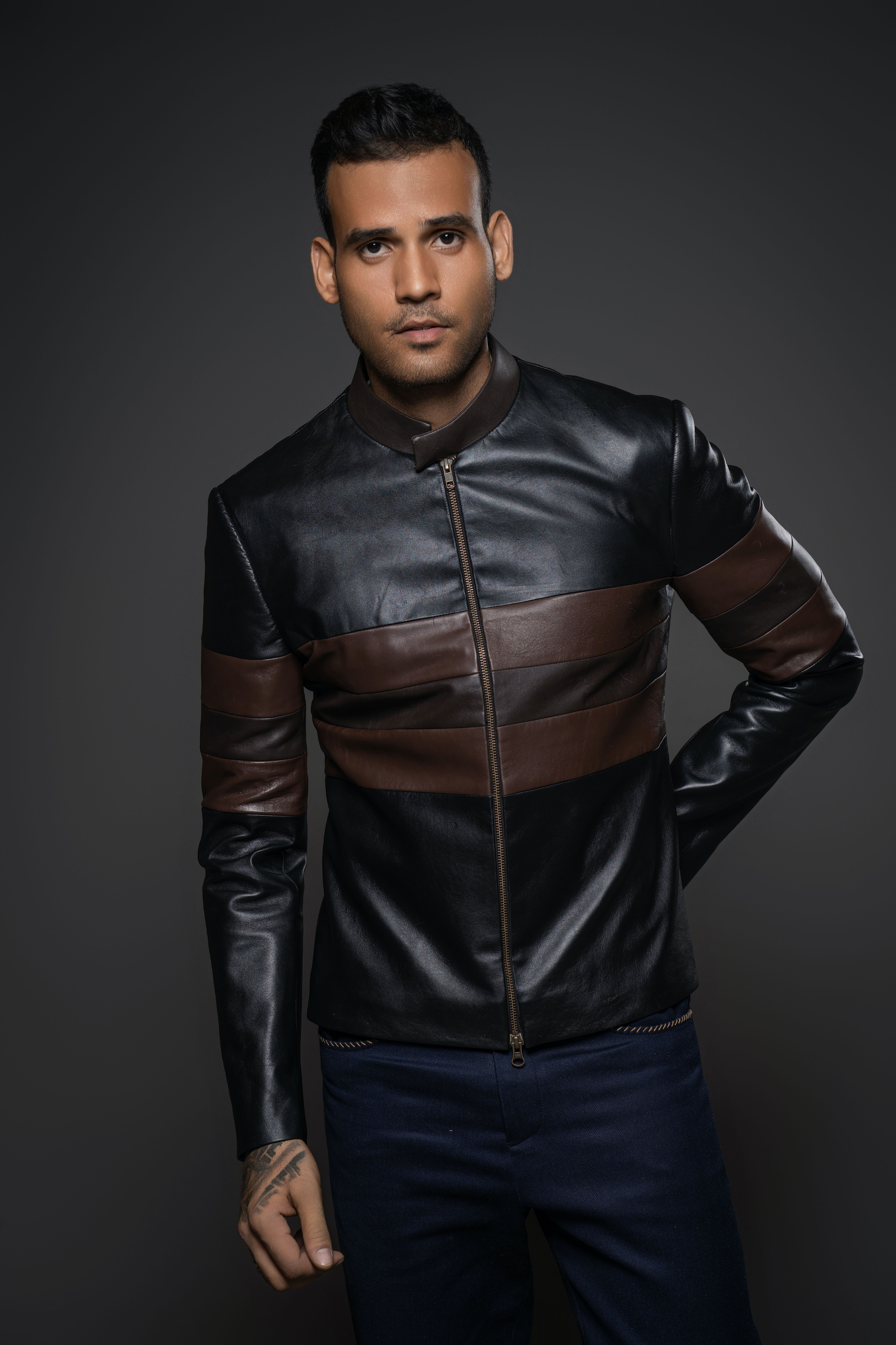 Black And Brown Leather Jacket