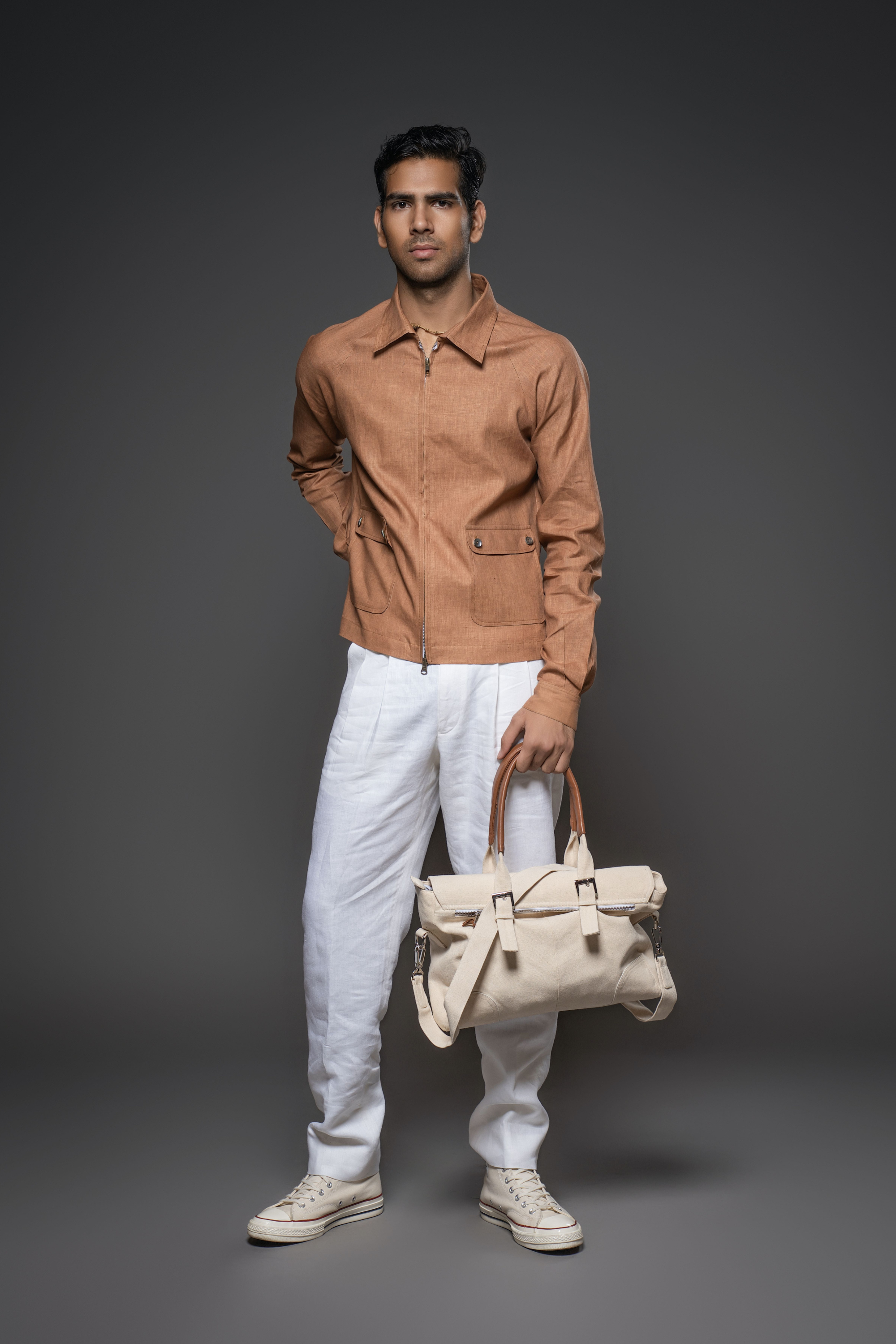 Camal Brown Linen Jacket