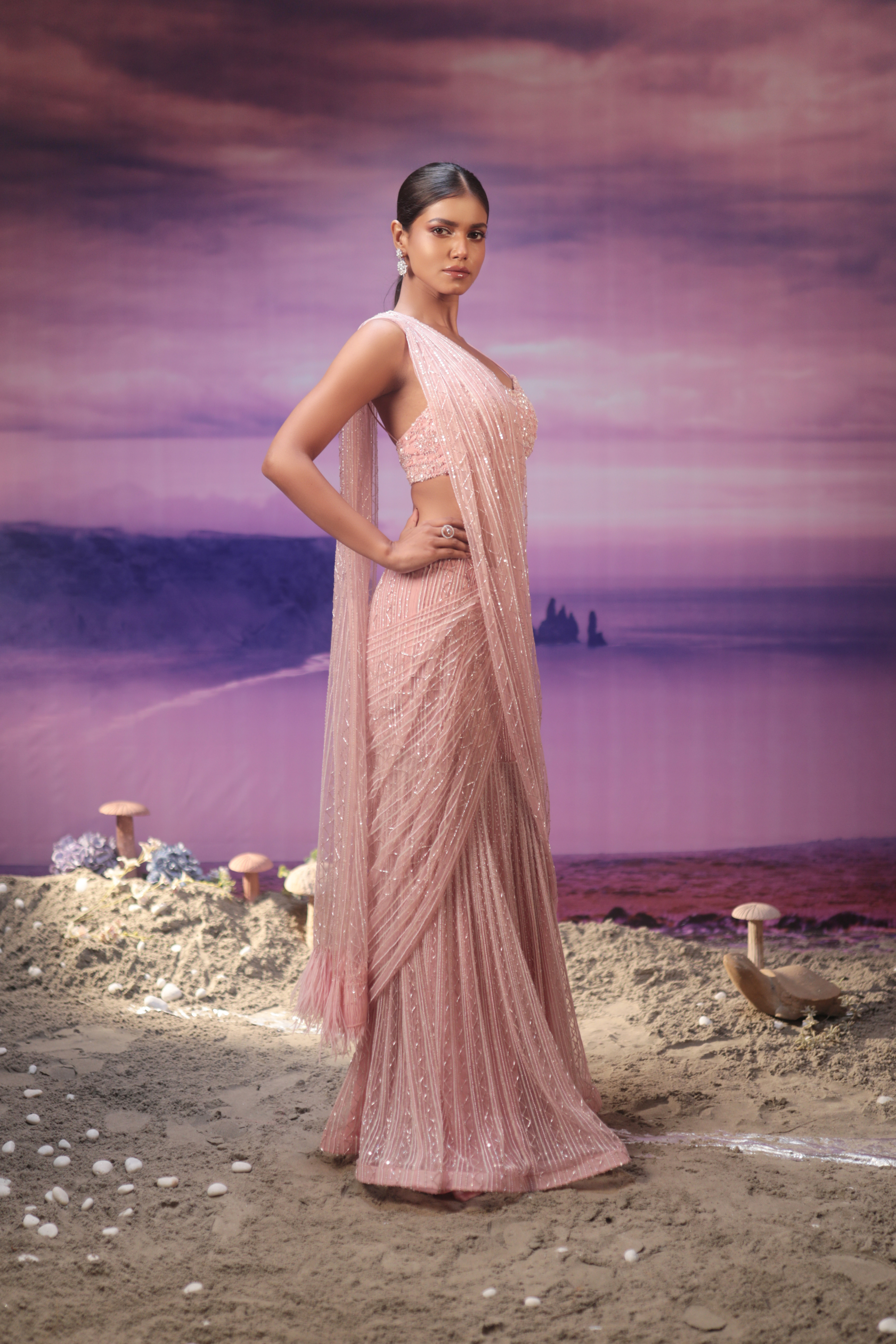 Powder Pink Saree