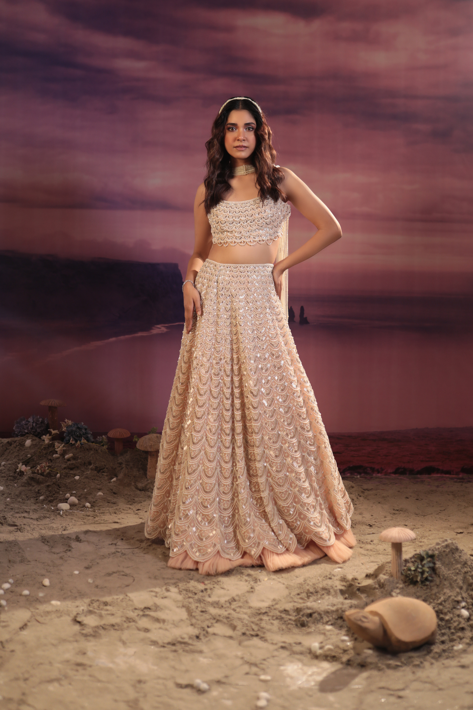 Peach Lehenga Set