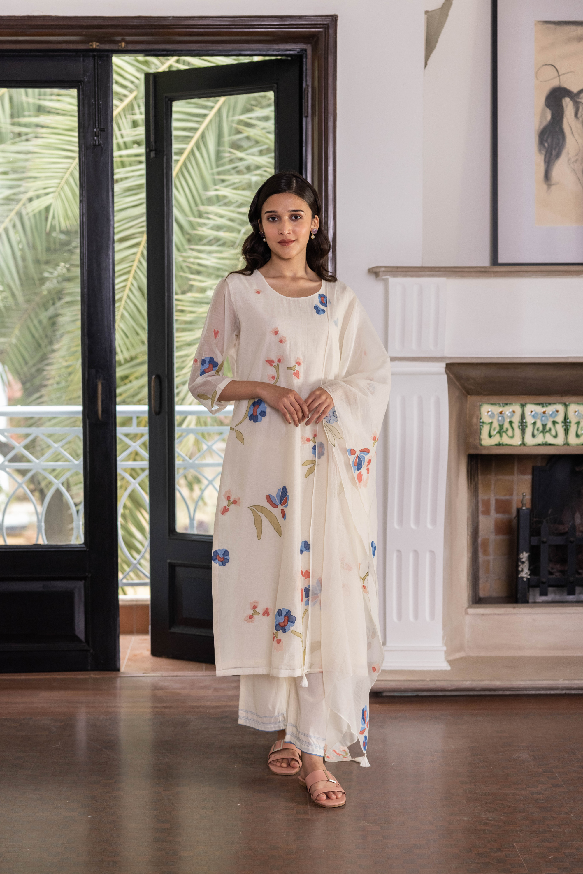 Pearl Multihued Applique Kurta Set