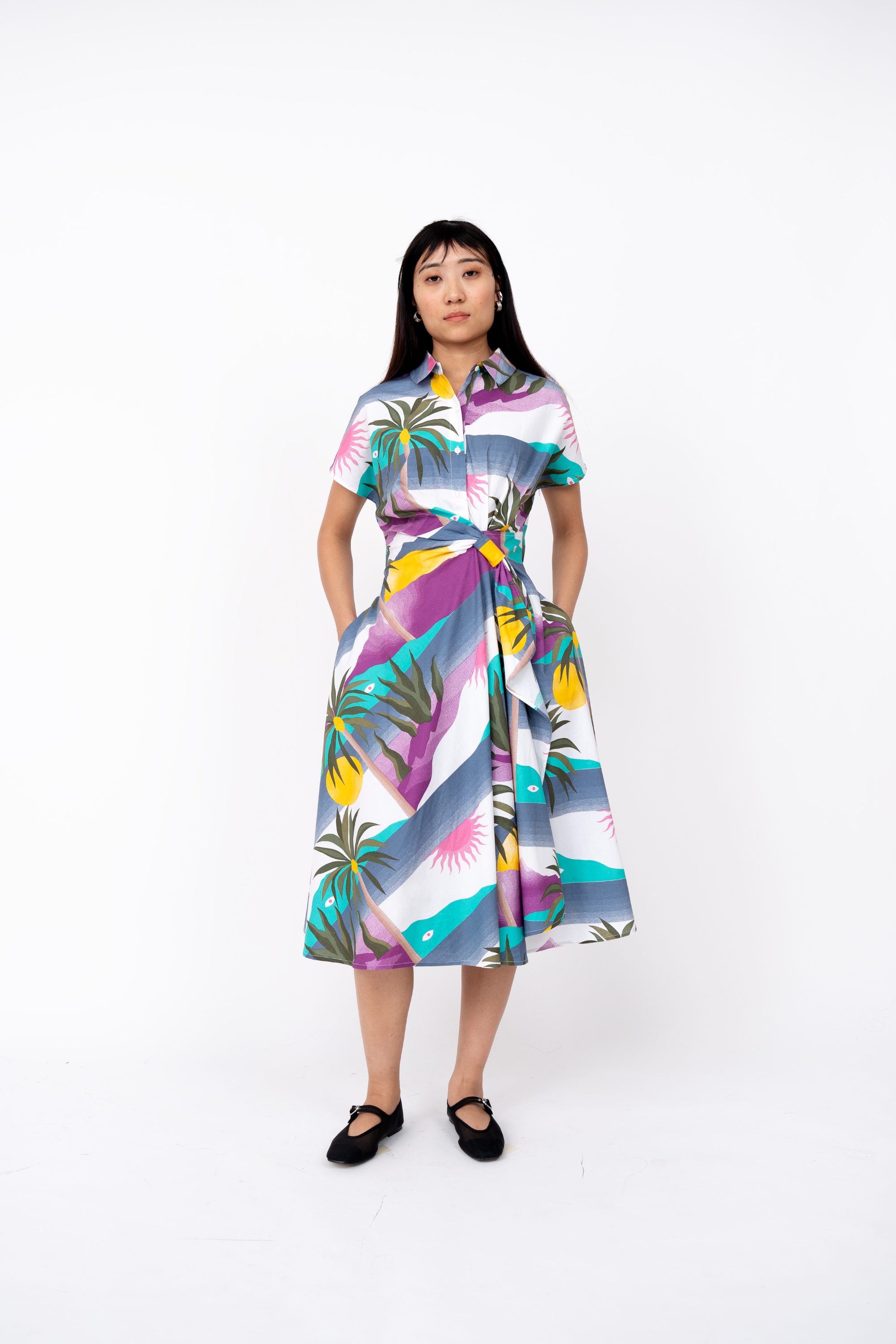 Island Print Wrap Dress