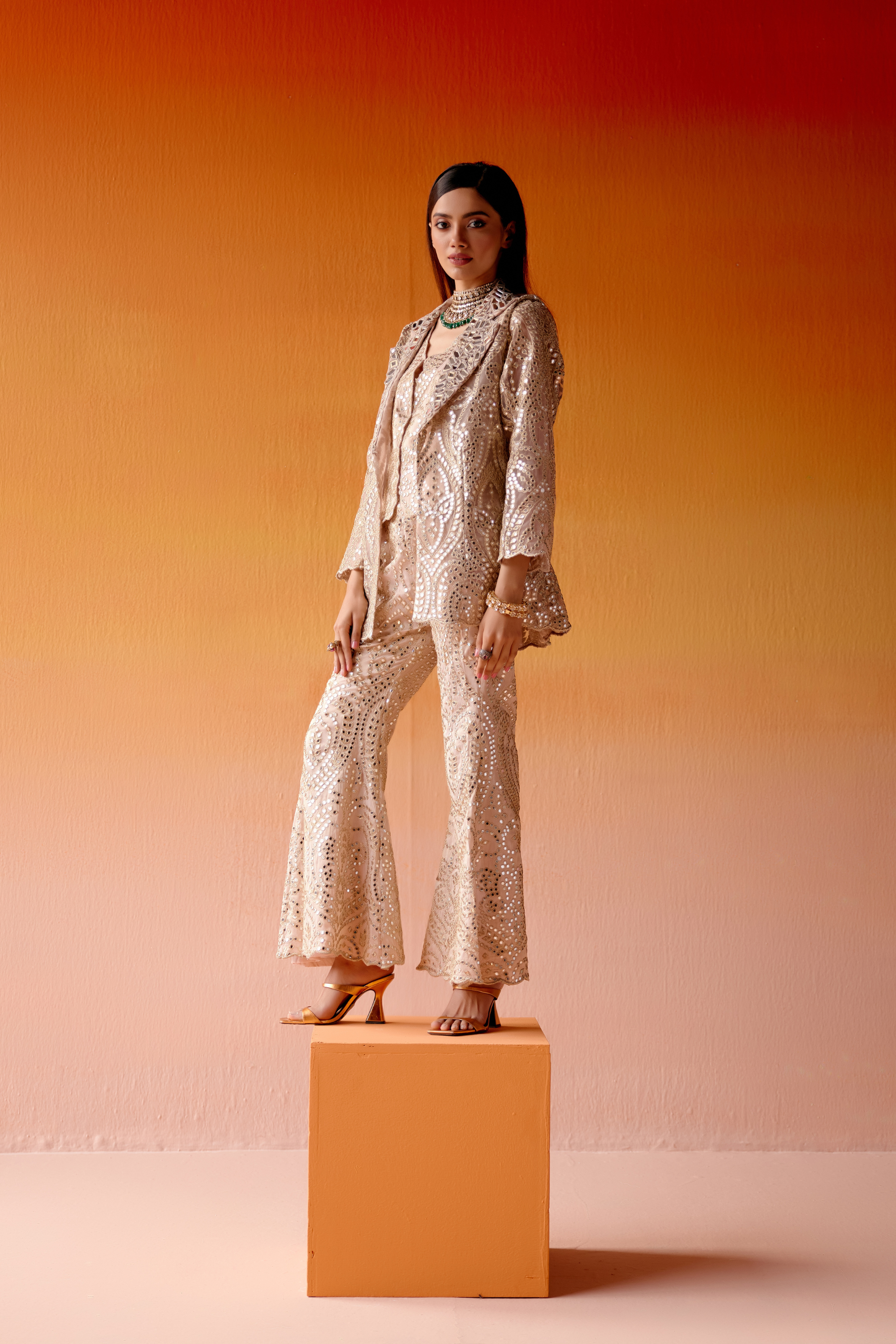 Mirrorwork Scallop Coat Jacket