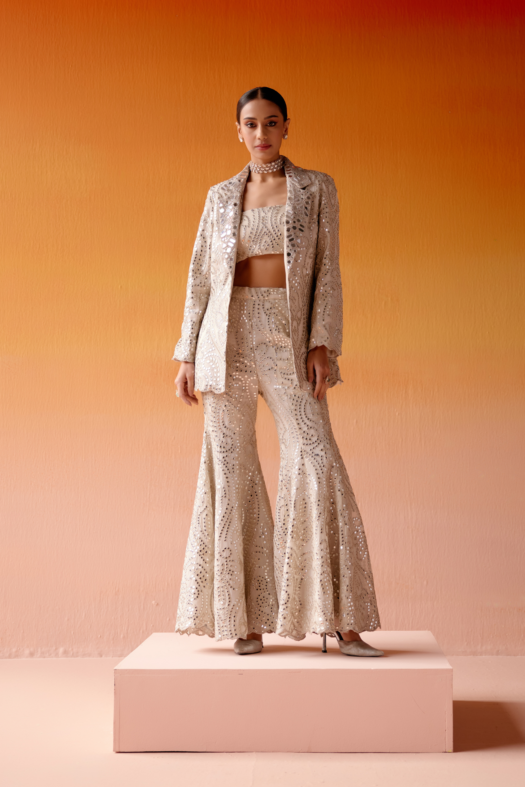 Mirrorwork Scallop Coat Jacket