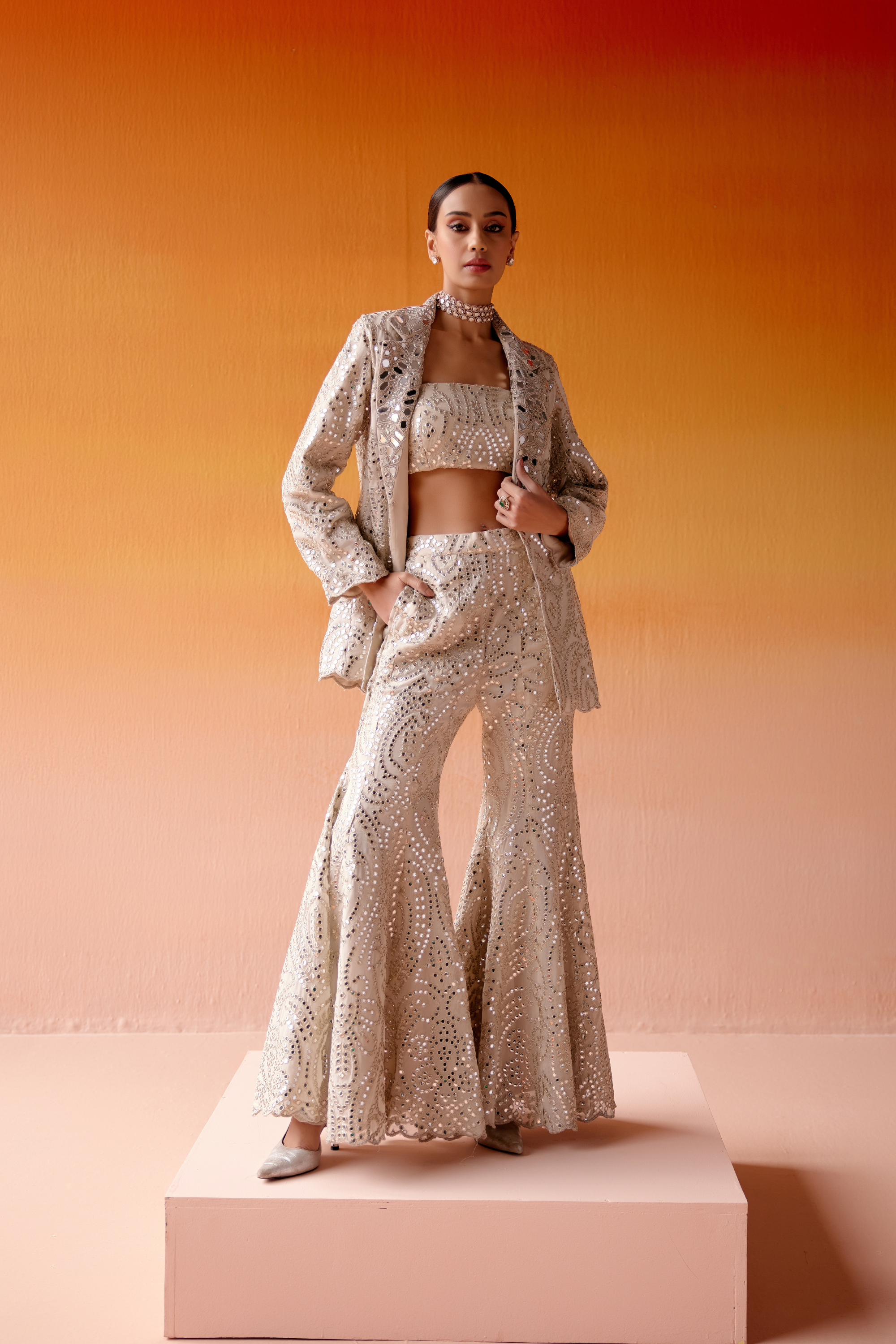 Mirrorwork Scallop Coat Jacket