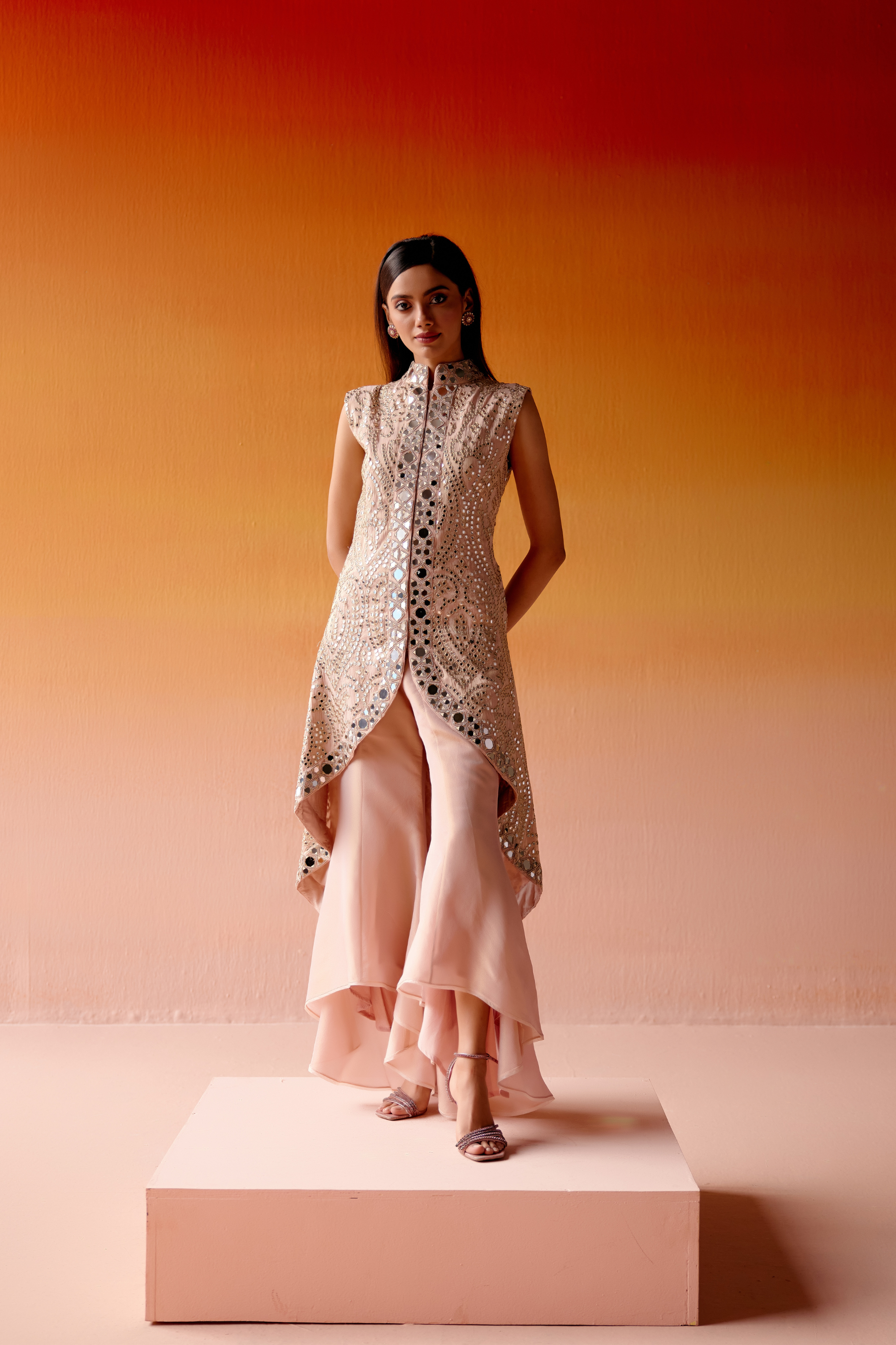 Long Asym Sleeveless Jacket