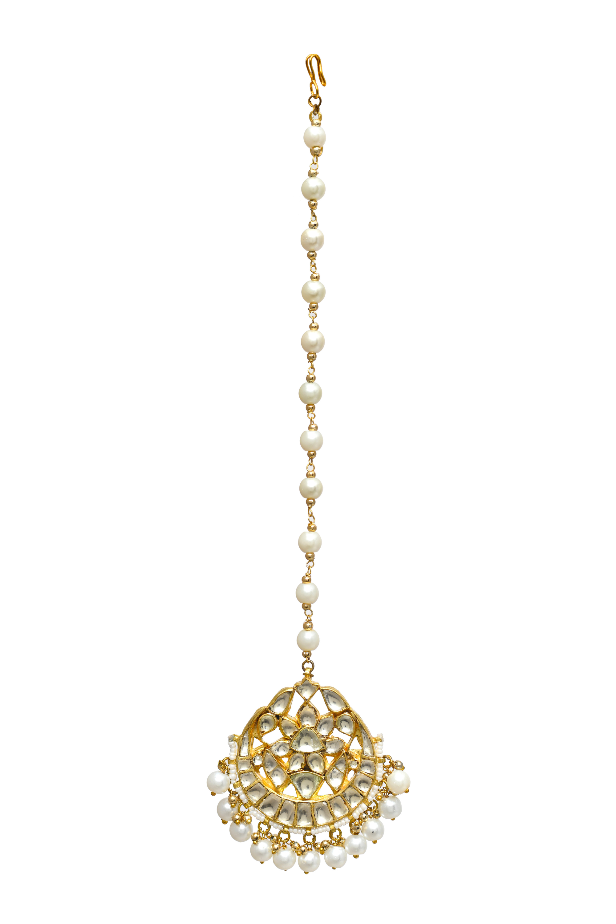 Kundan Gold Finish Jadau Tika With Pearls