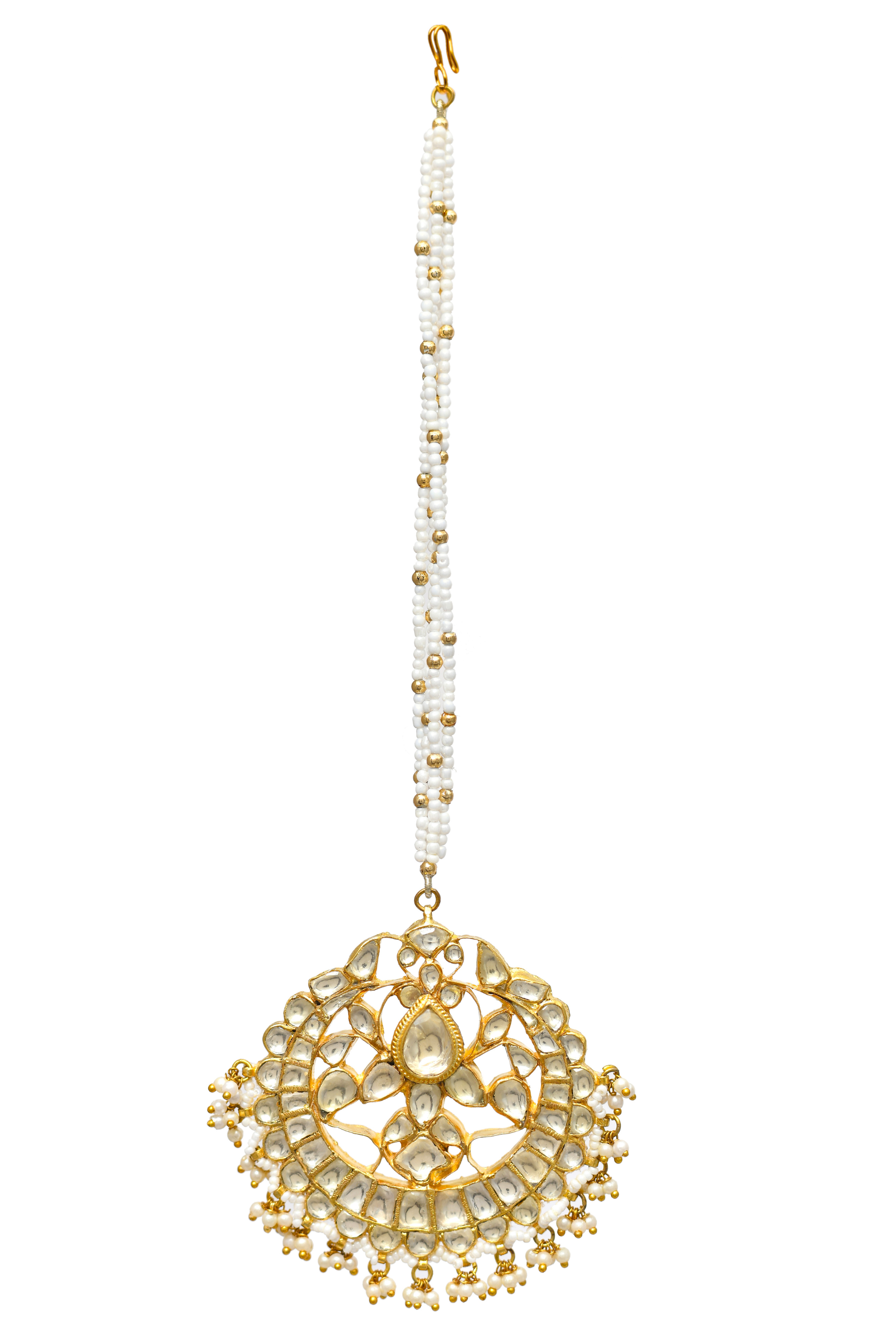Kundan Gold Finish Jadau Tika With Pearls