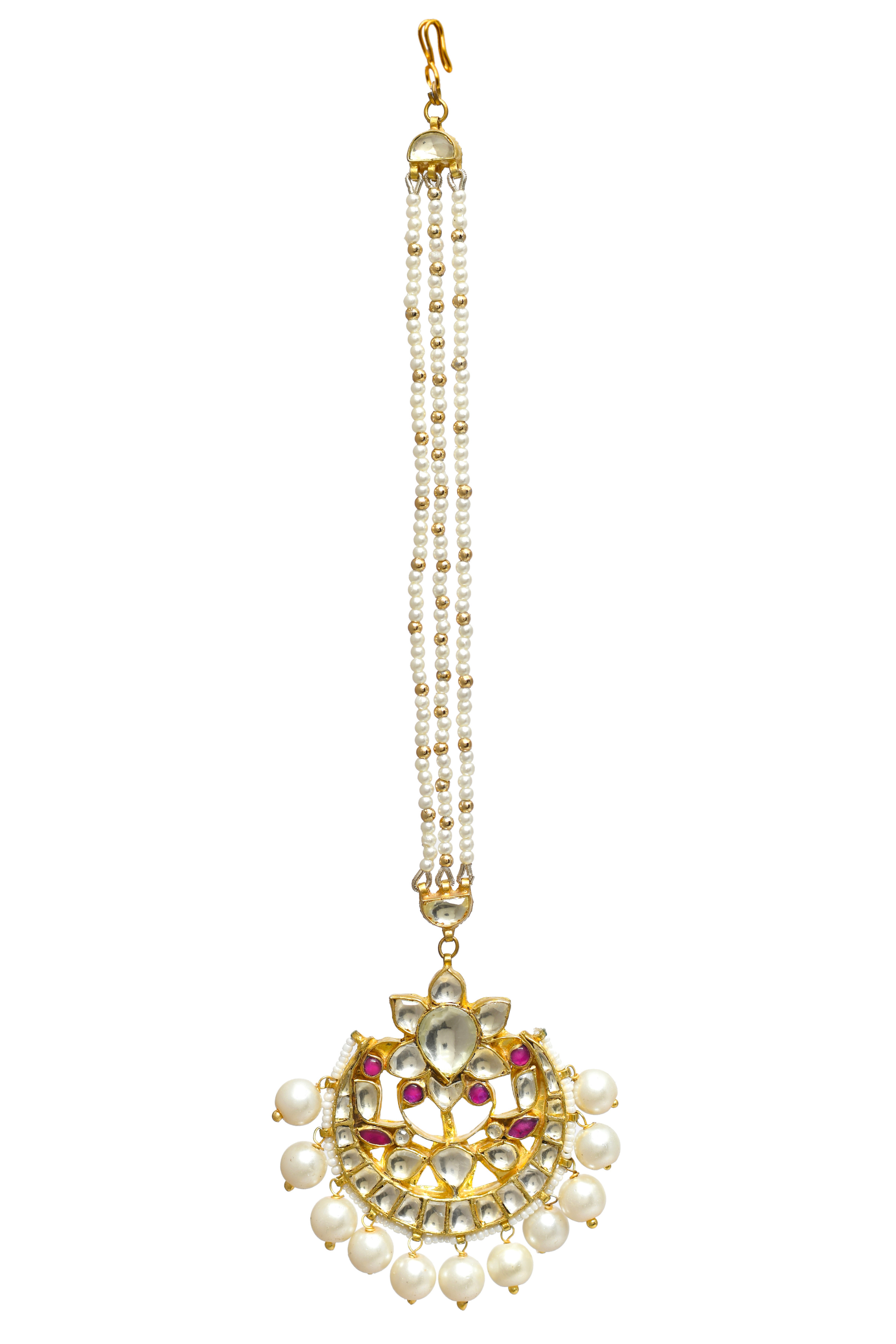 Kundan Gold Finish Jadau Tika With Pearls