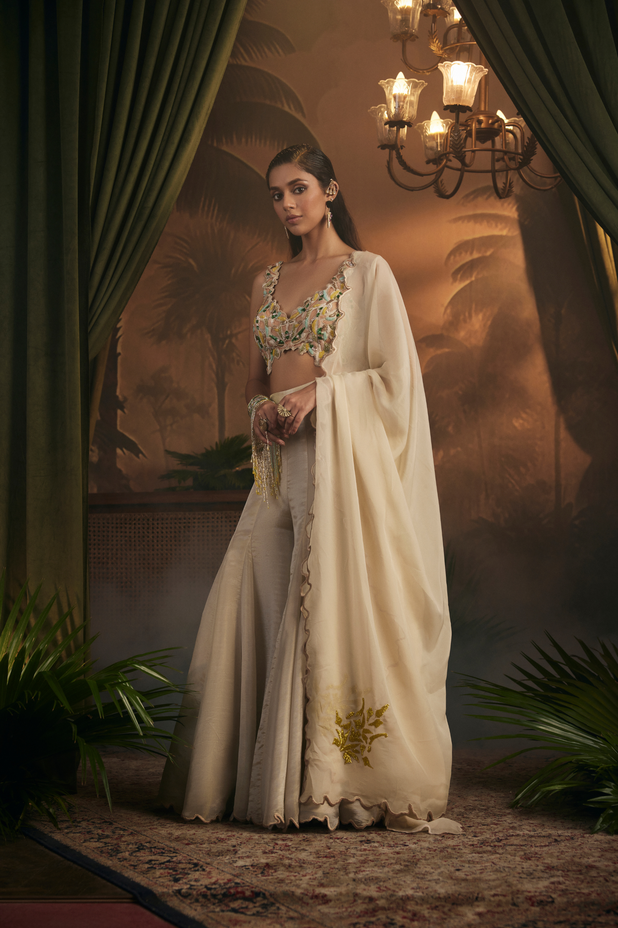 Scalloped Embroidered Sharara Set
