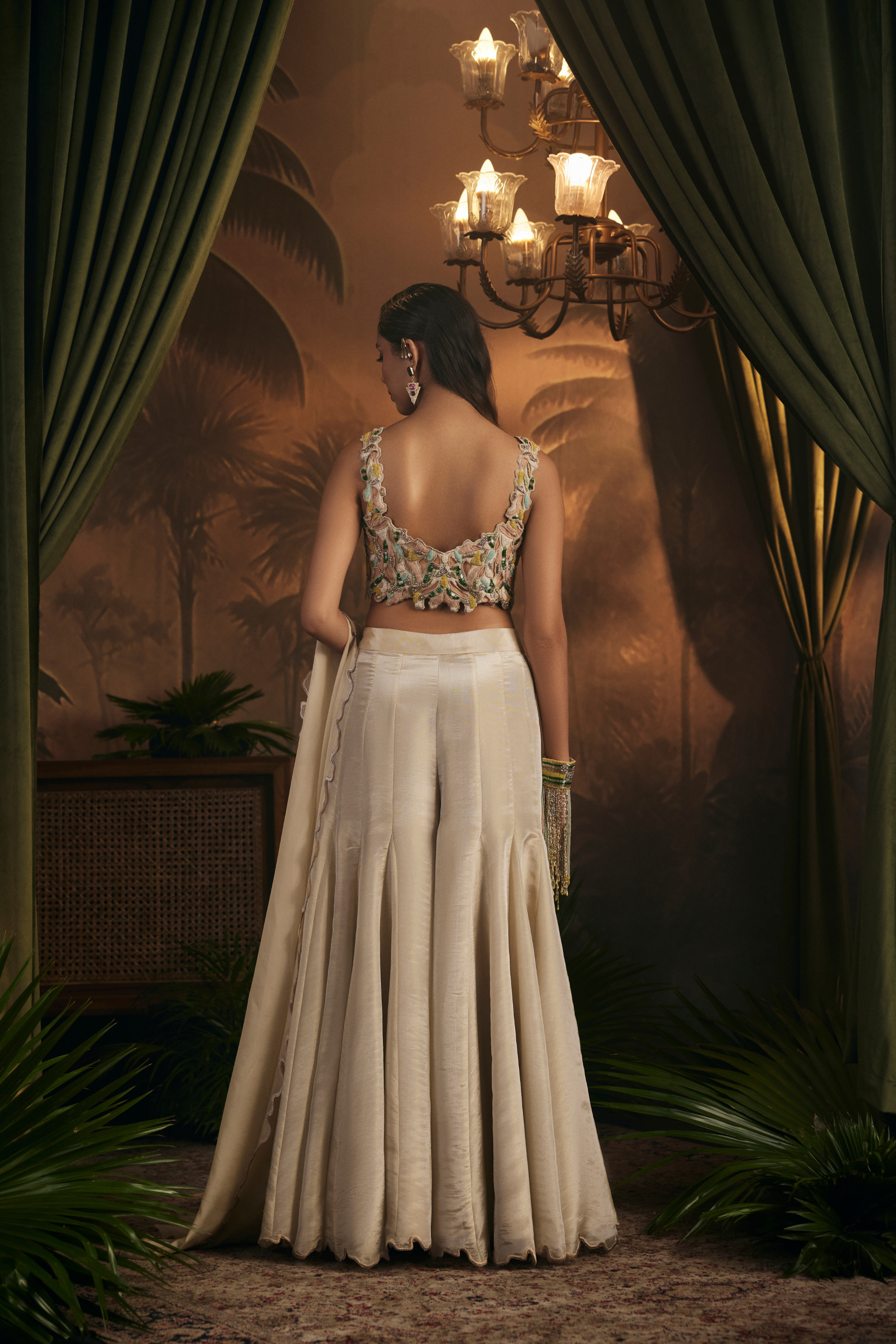 Scalloped Embroidered Sharara Set