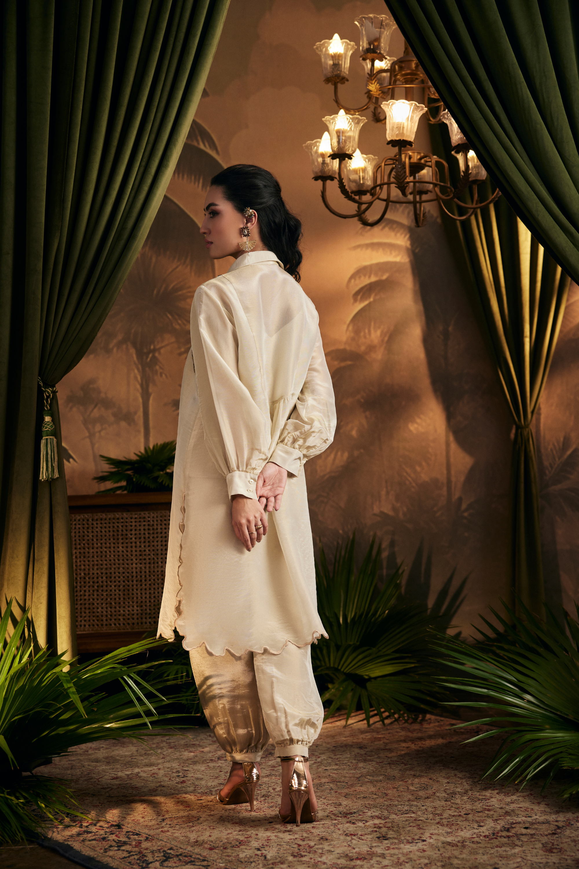 Gold Embroidered Tunic Paired With Afgani Pants