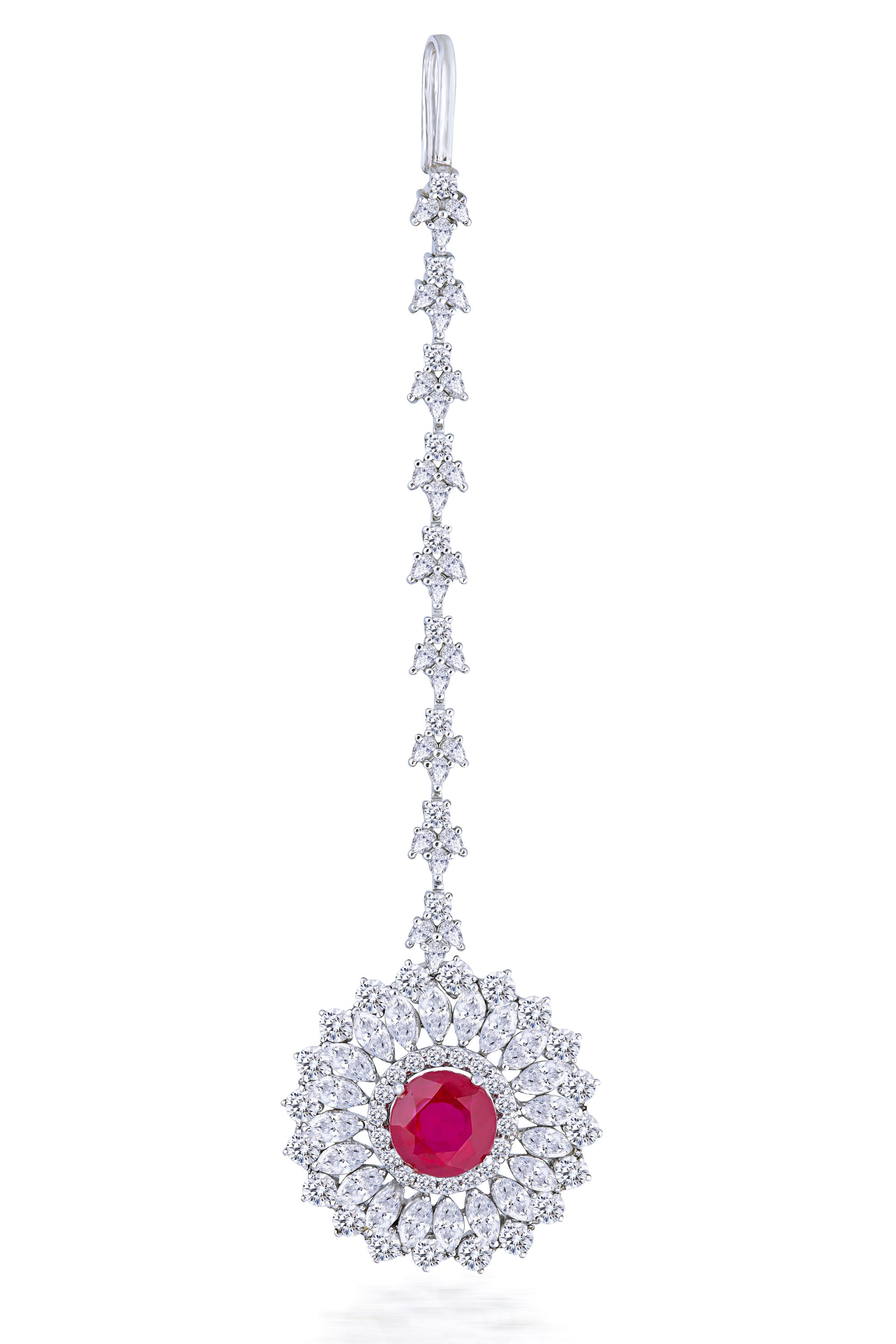 Maang Tika In White Swarovski Zirconia