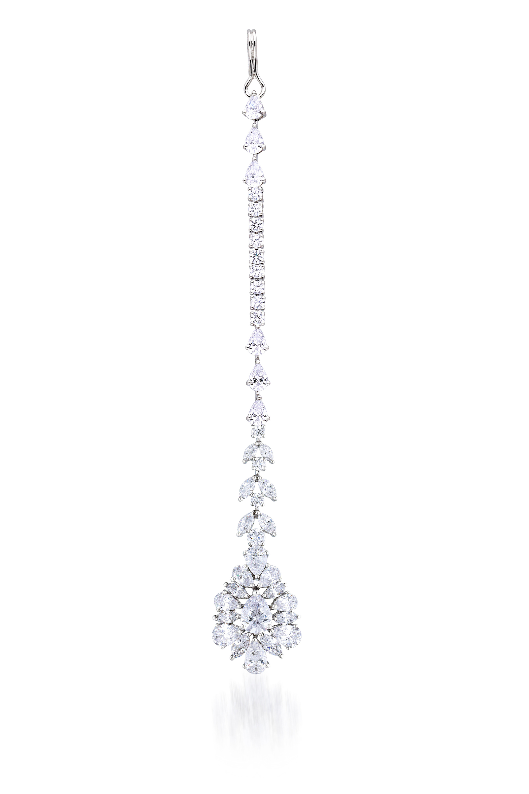 Maang Tika In White Swarovski Zirconia Stones