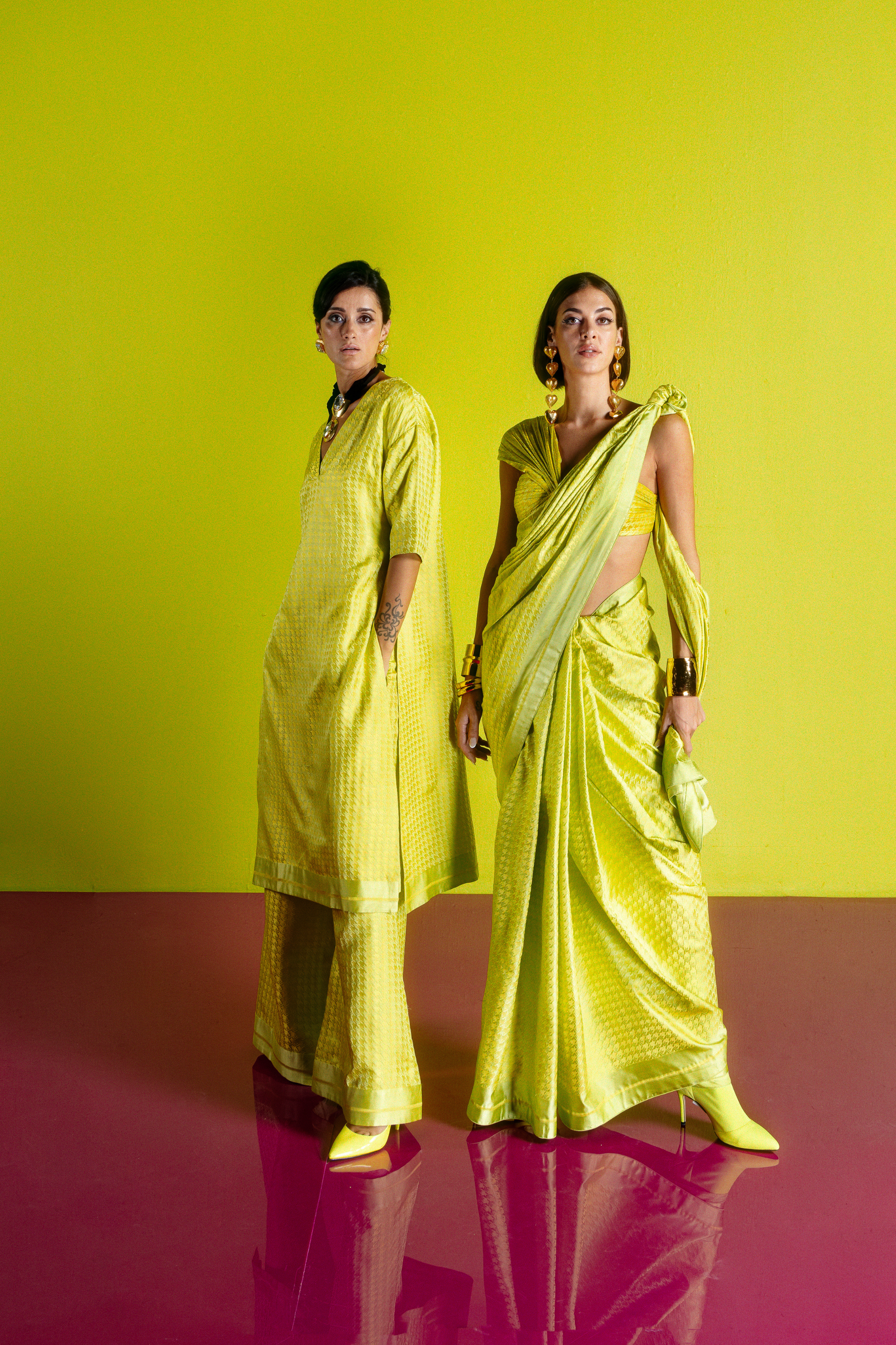 Lime Resham Houndstooth