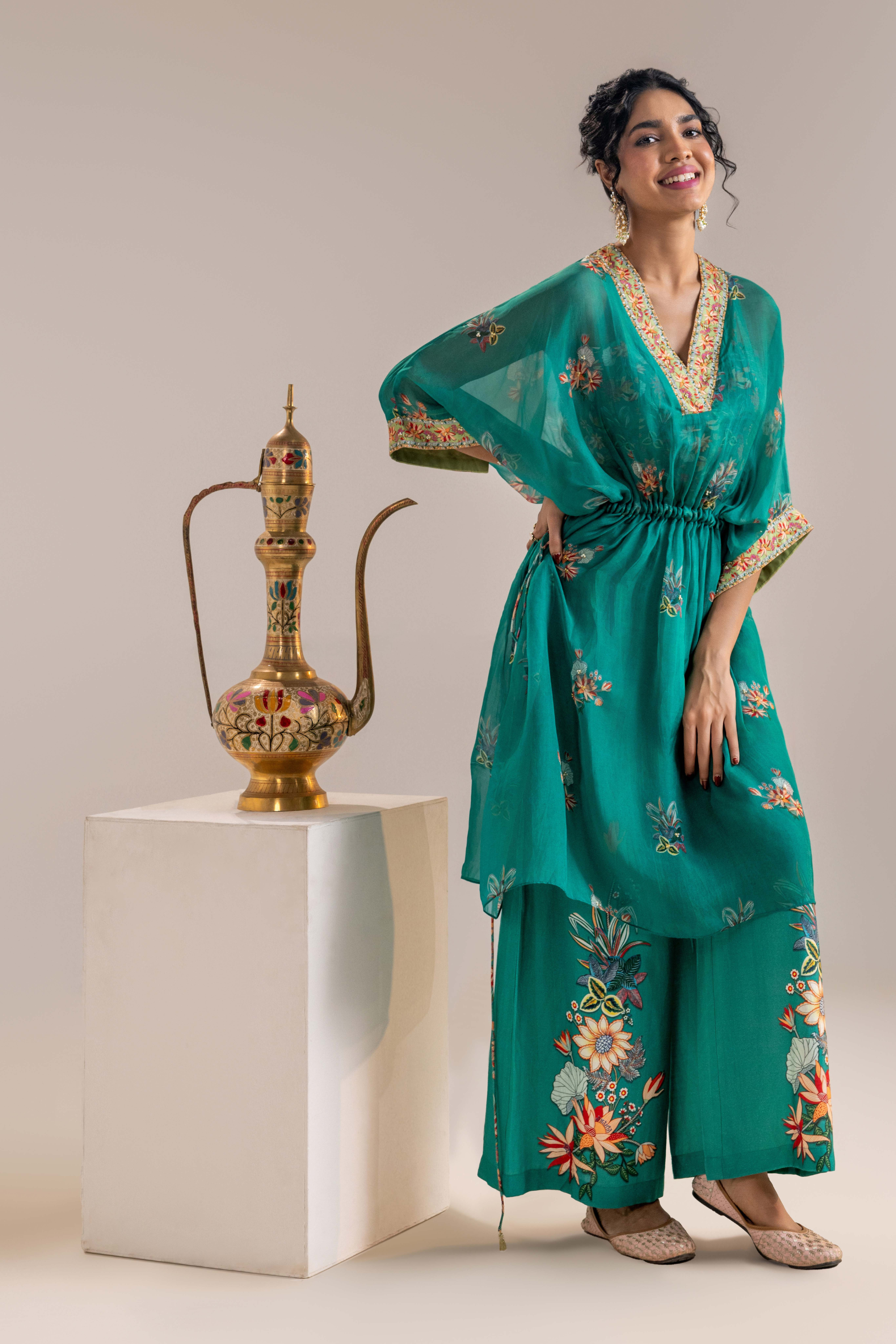 Aarani Embellished Pant Set With A Cape