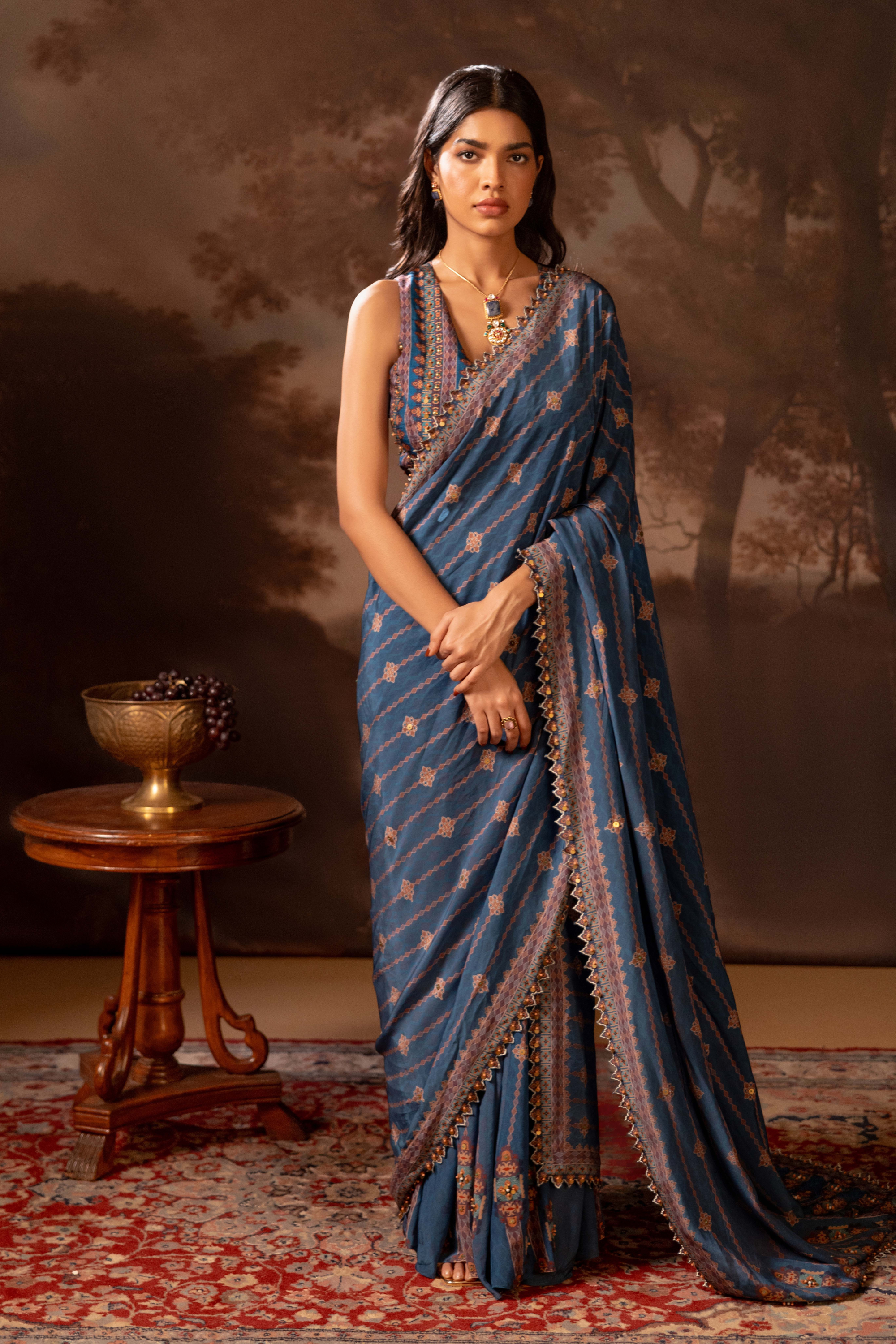 Orani Embroidered Pre-draped Saree