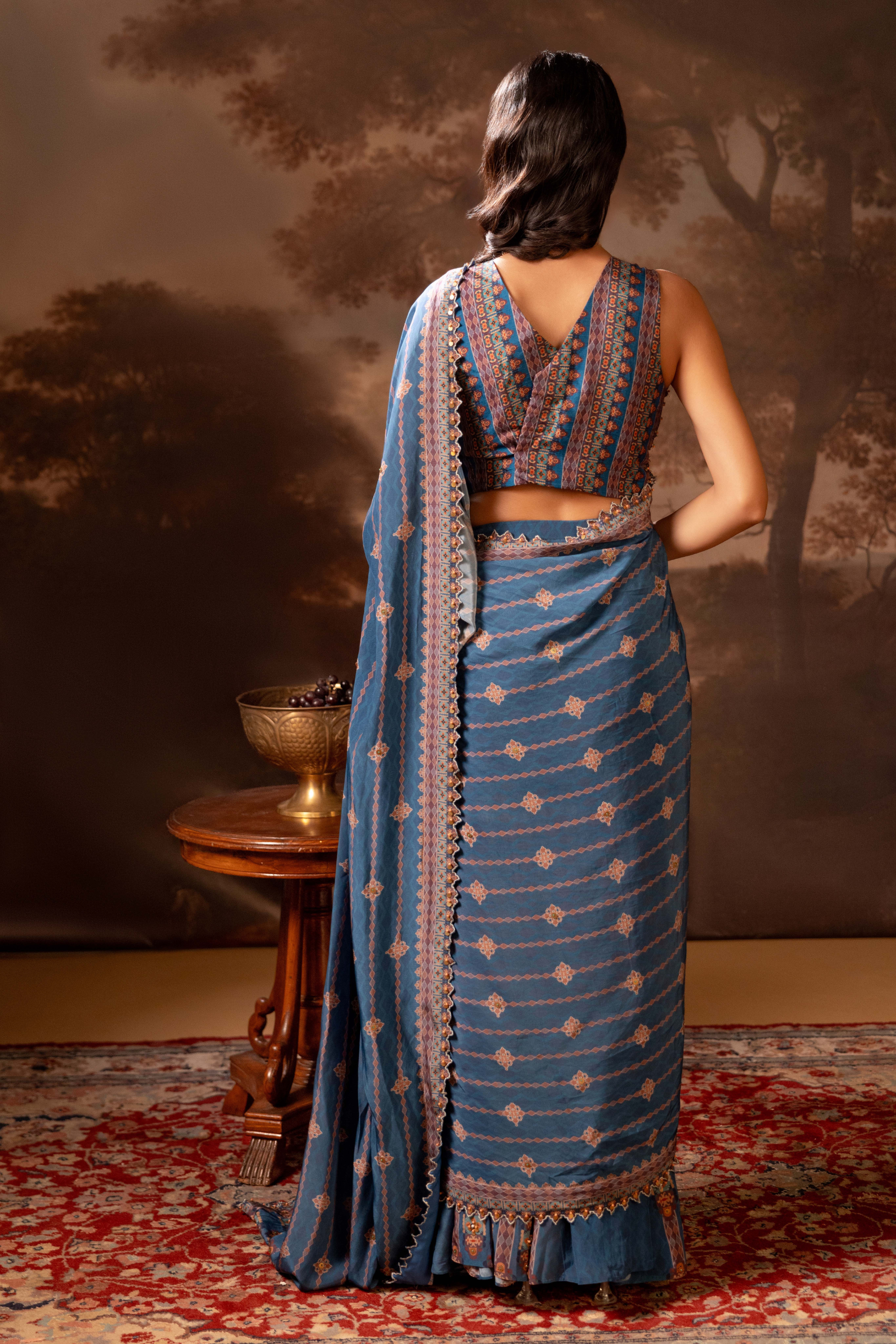 Orani Embroidered Pre-draped Saree