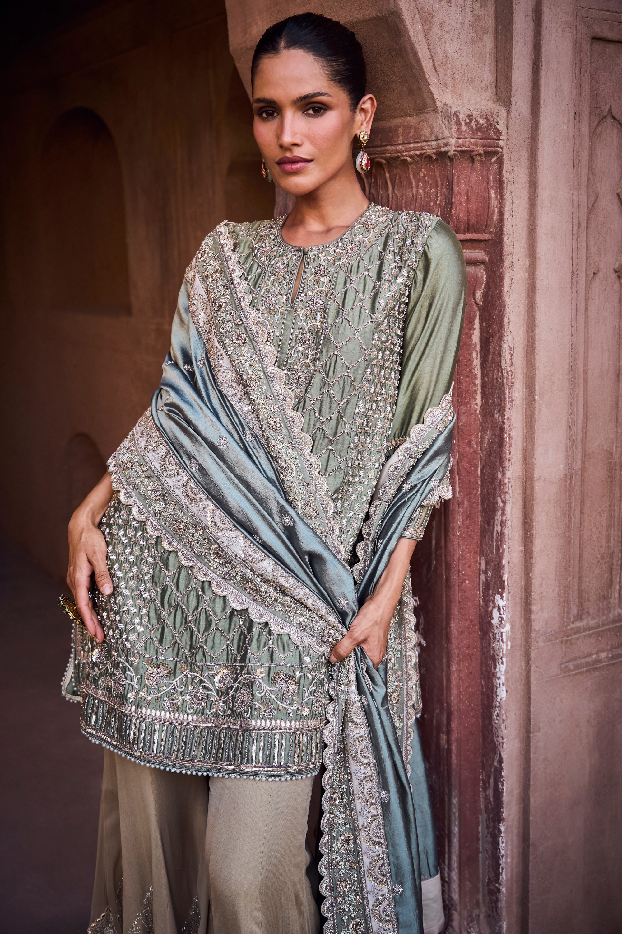 Emroidered Tuinc With Dhoti