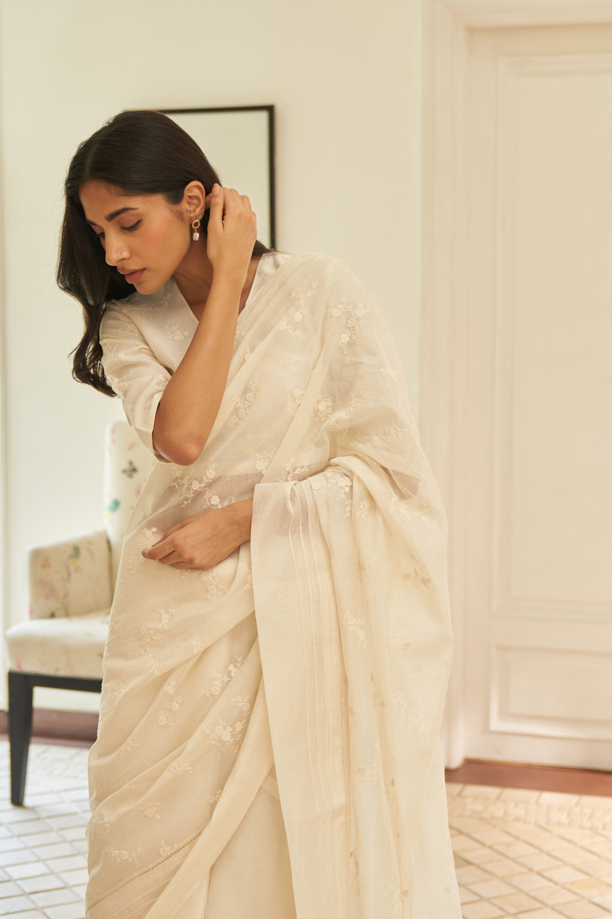 Swan Embroidered Saree
