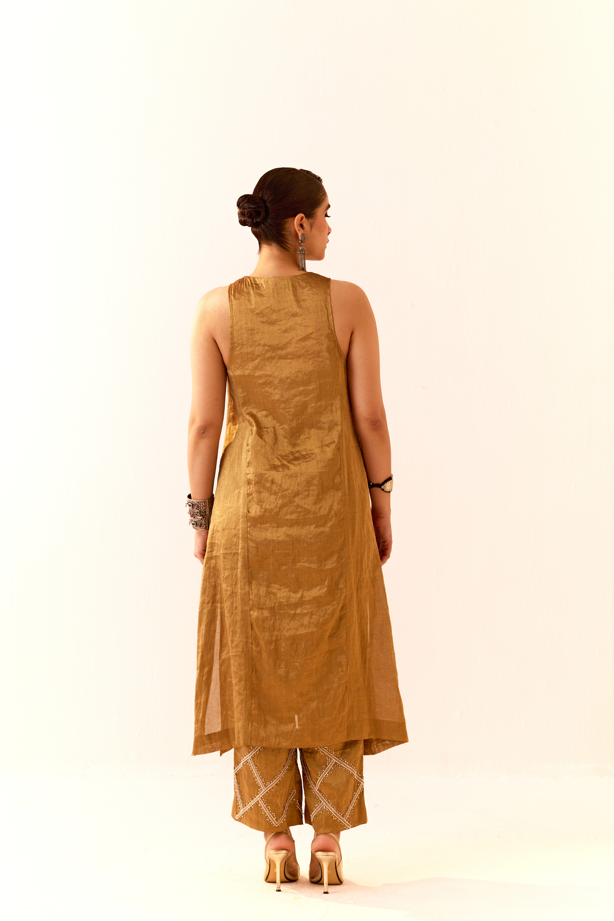 Gold Tissue Kurta Set