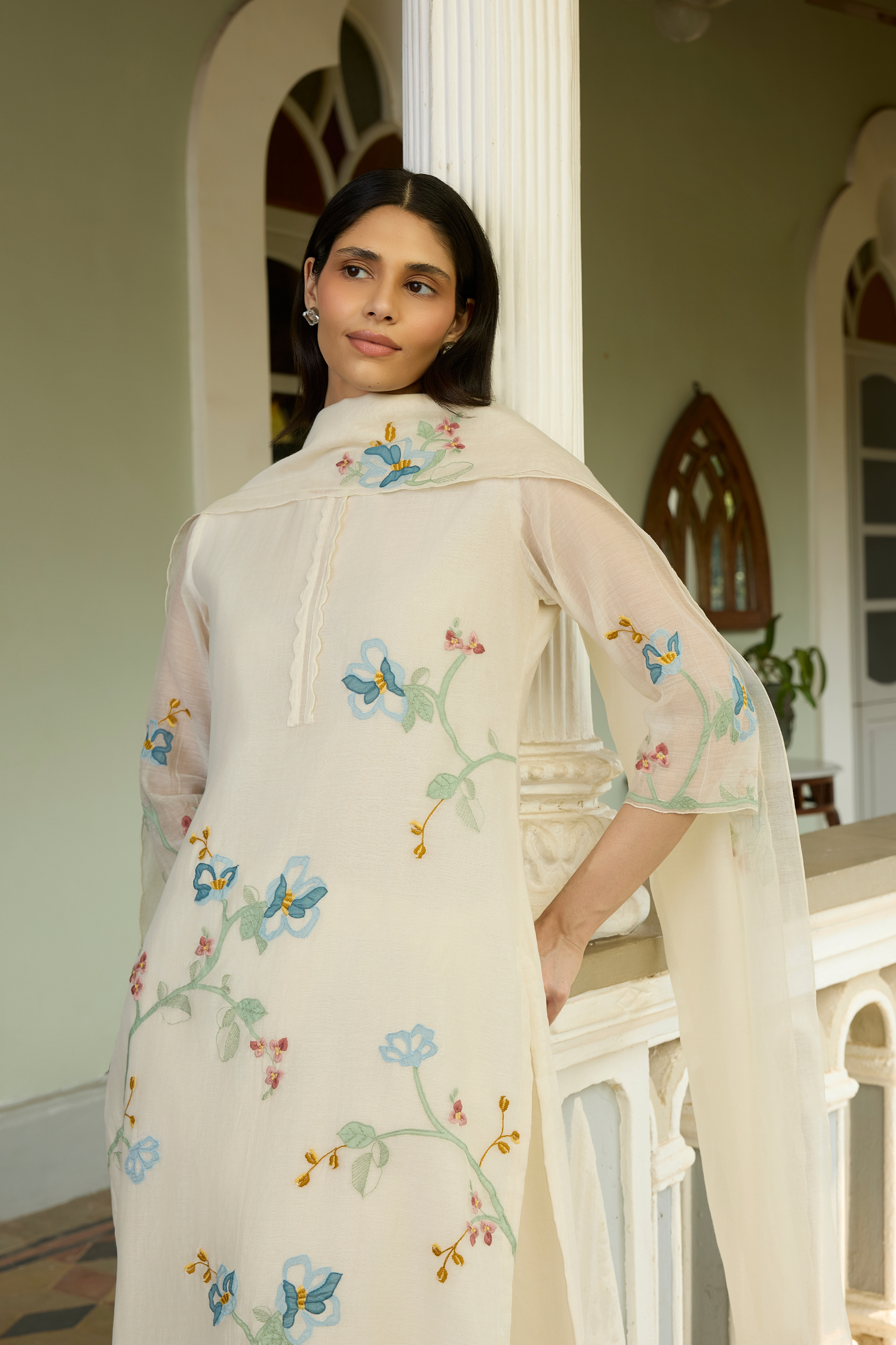 Ivory Applique Kurta Set
