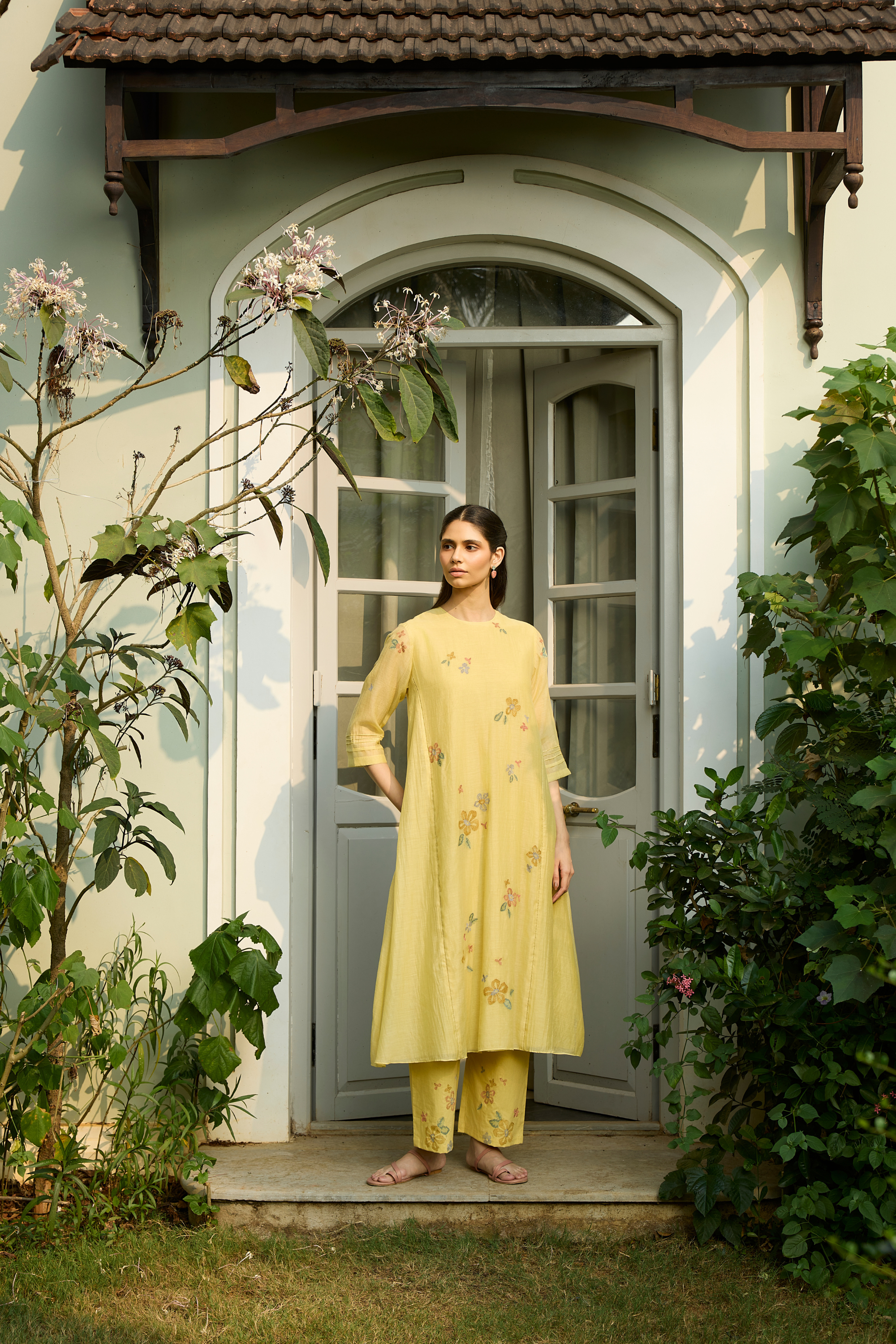 Lemon Embroidered Bloom Co-ord Set