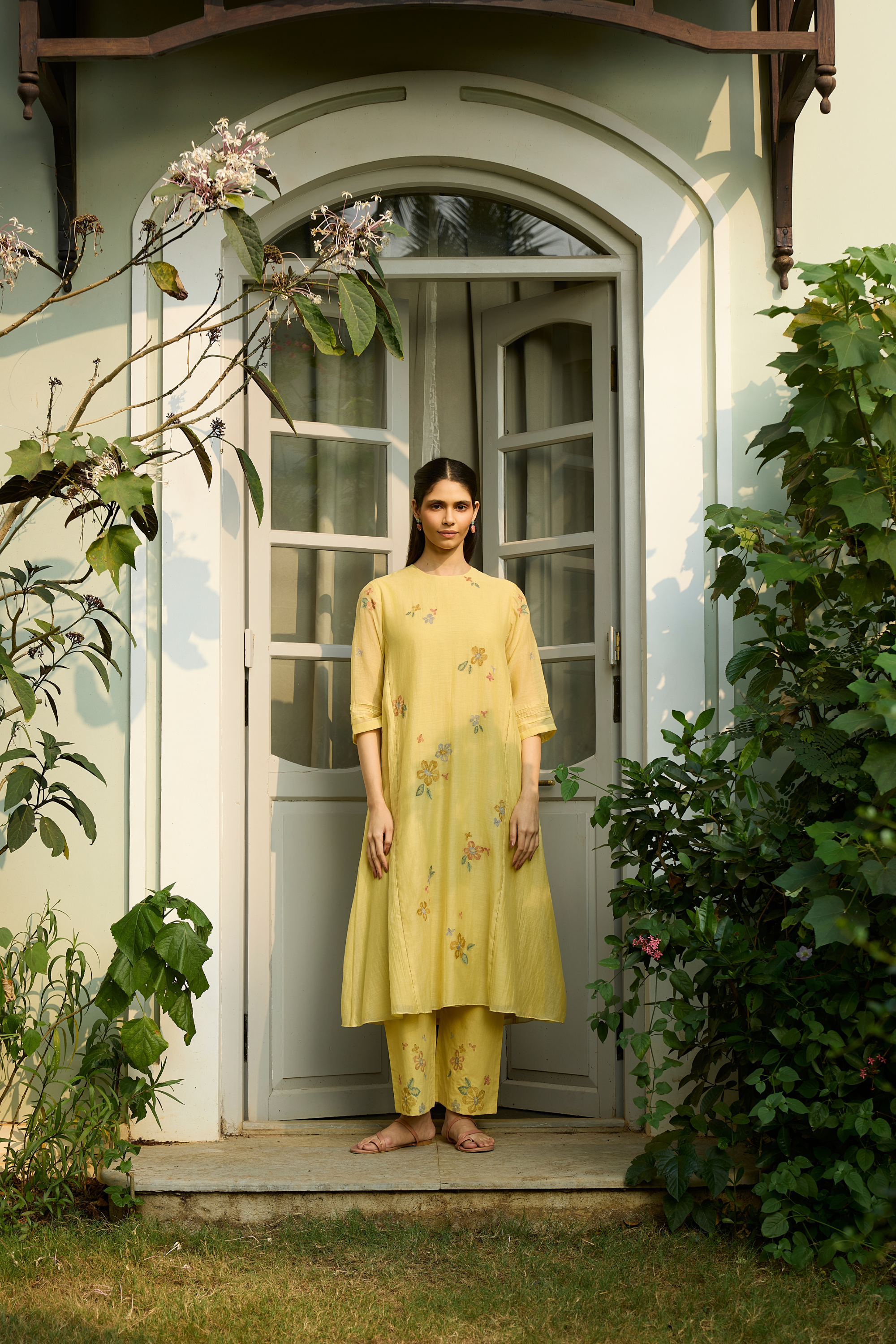 Lemon Embroidered Bloom Co-ord Set