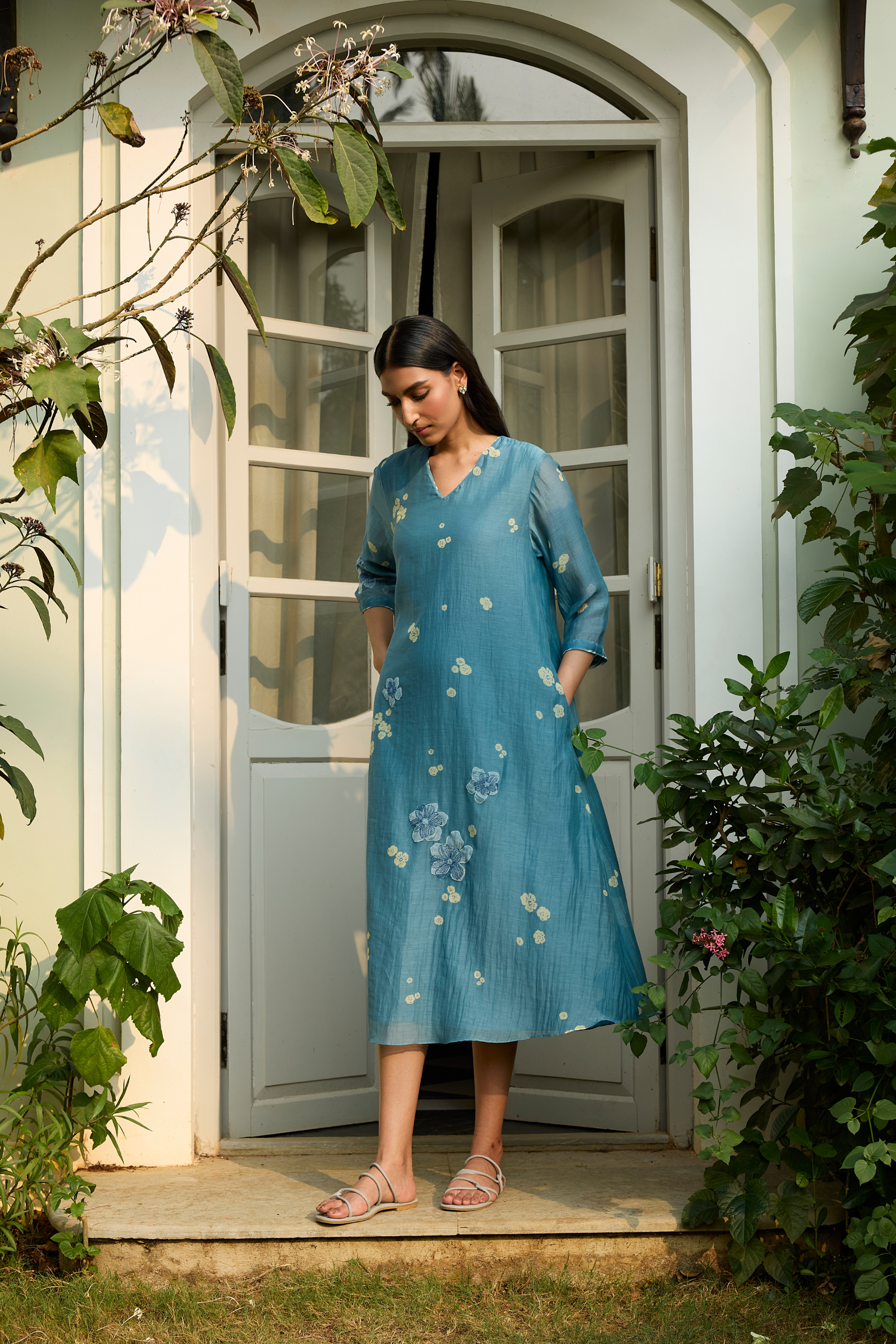 Ocean Blue Applique Dress