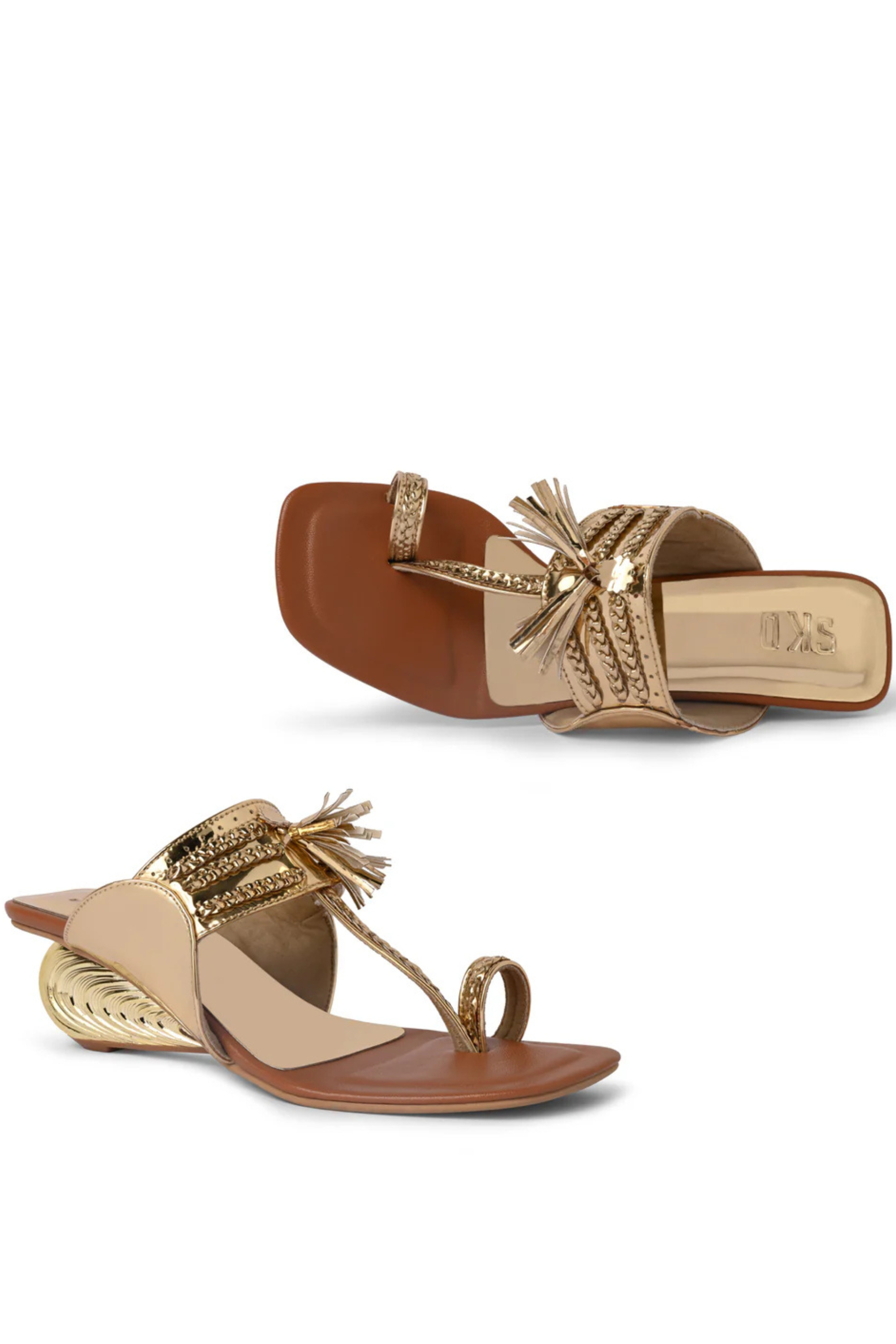 Metallic Gold Kolhapuri Heel