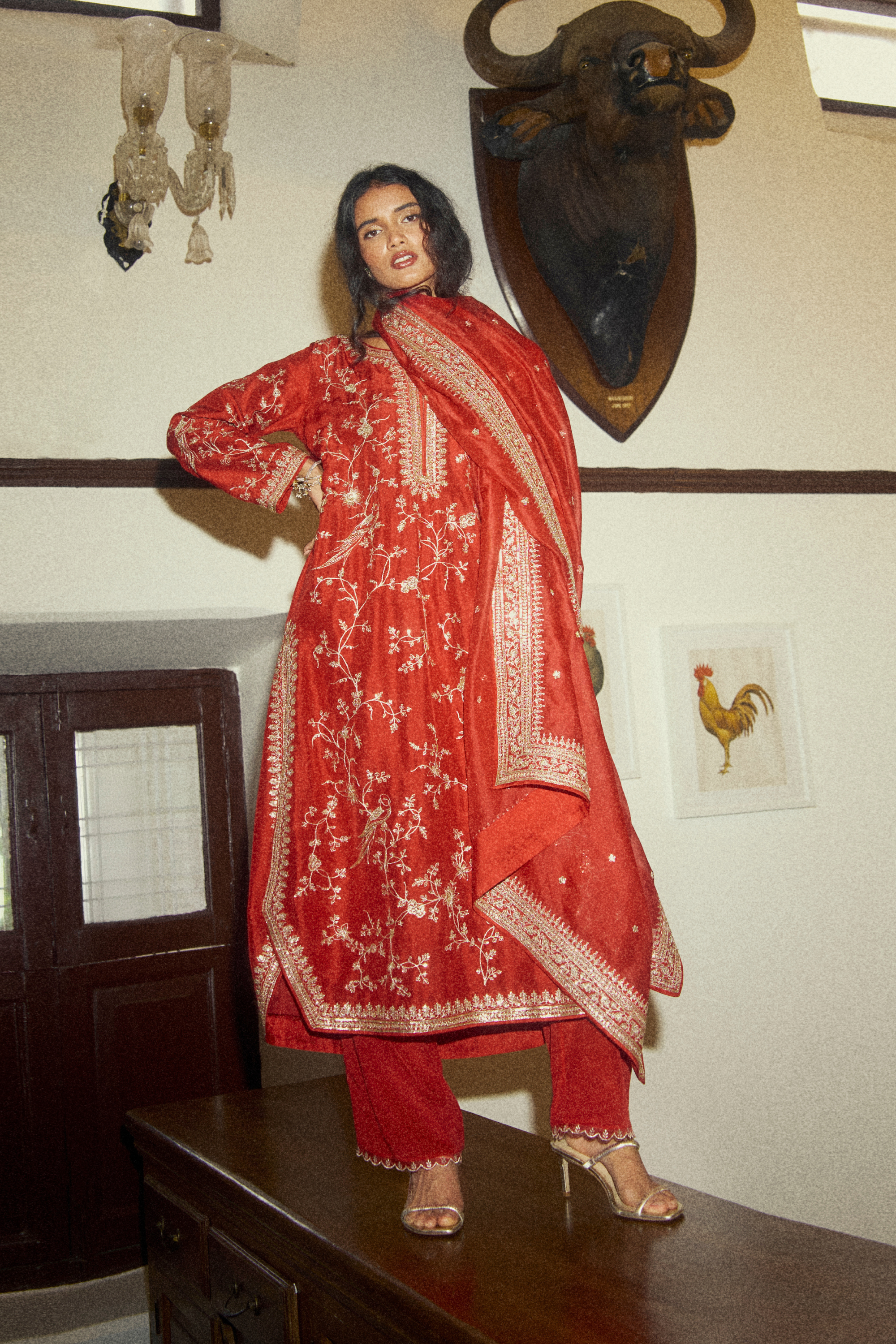 Aari Parrot Straight Cut Kurta Set