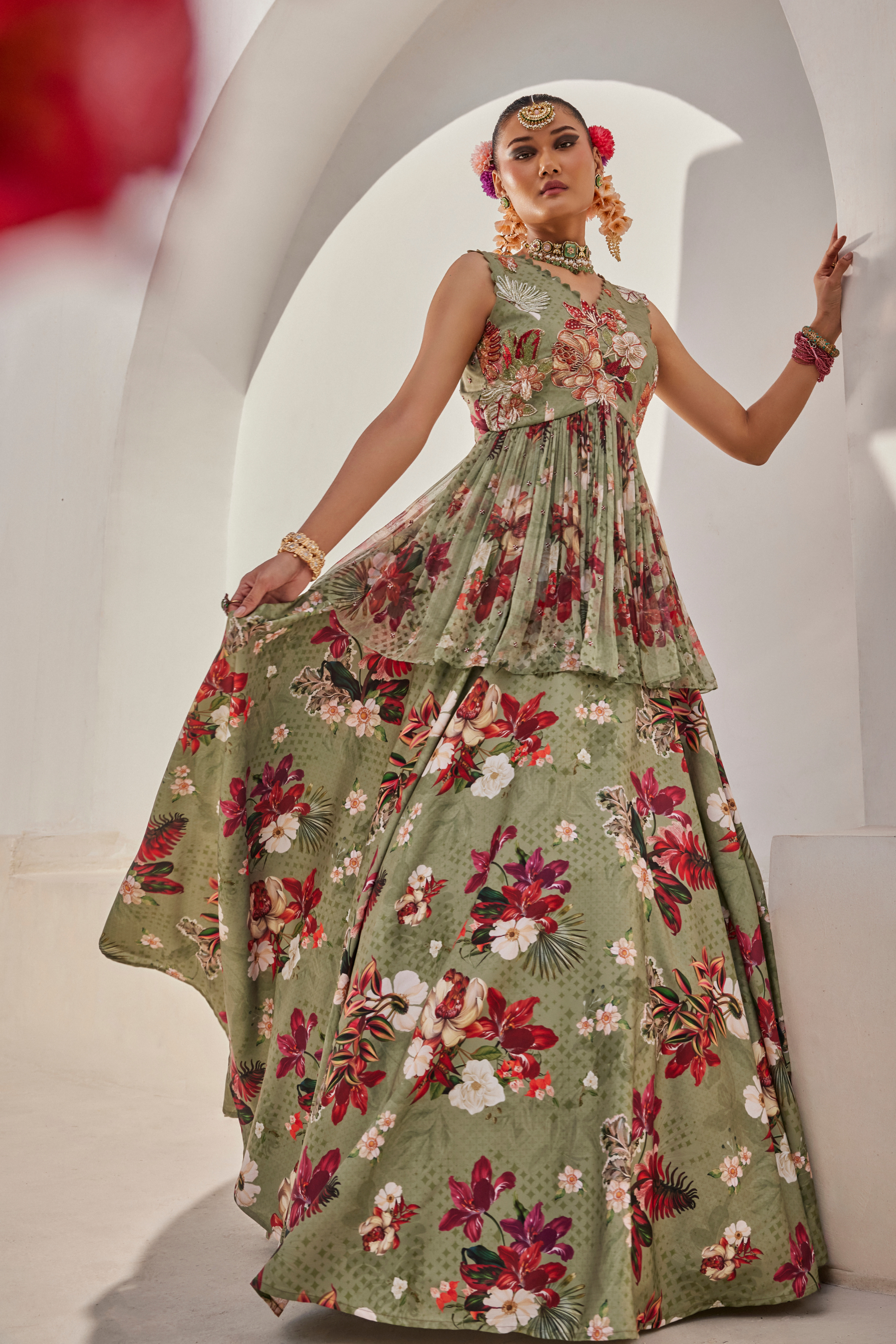 Sufi Peplum Lehenga Set