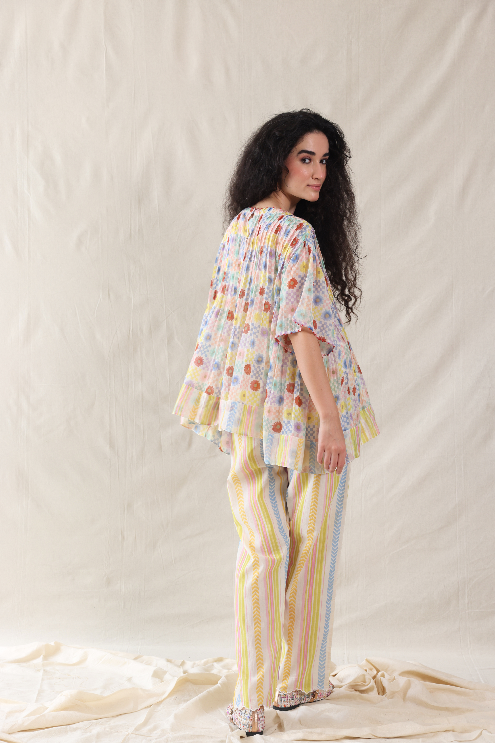 Multi Color Silk, Cotton Handwoven Pant