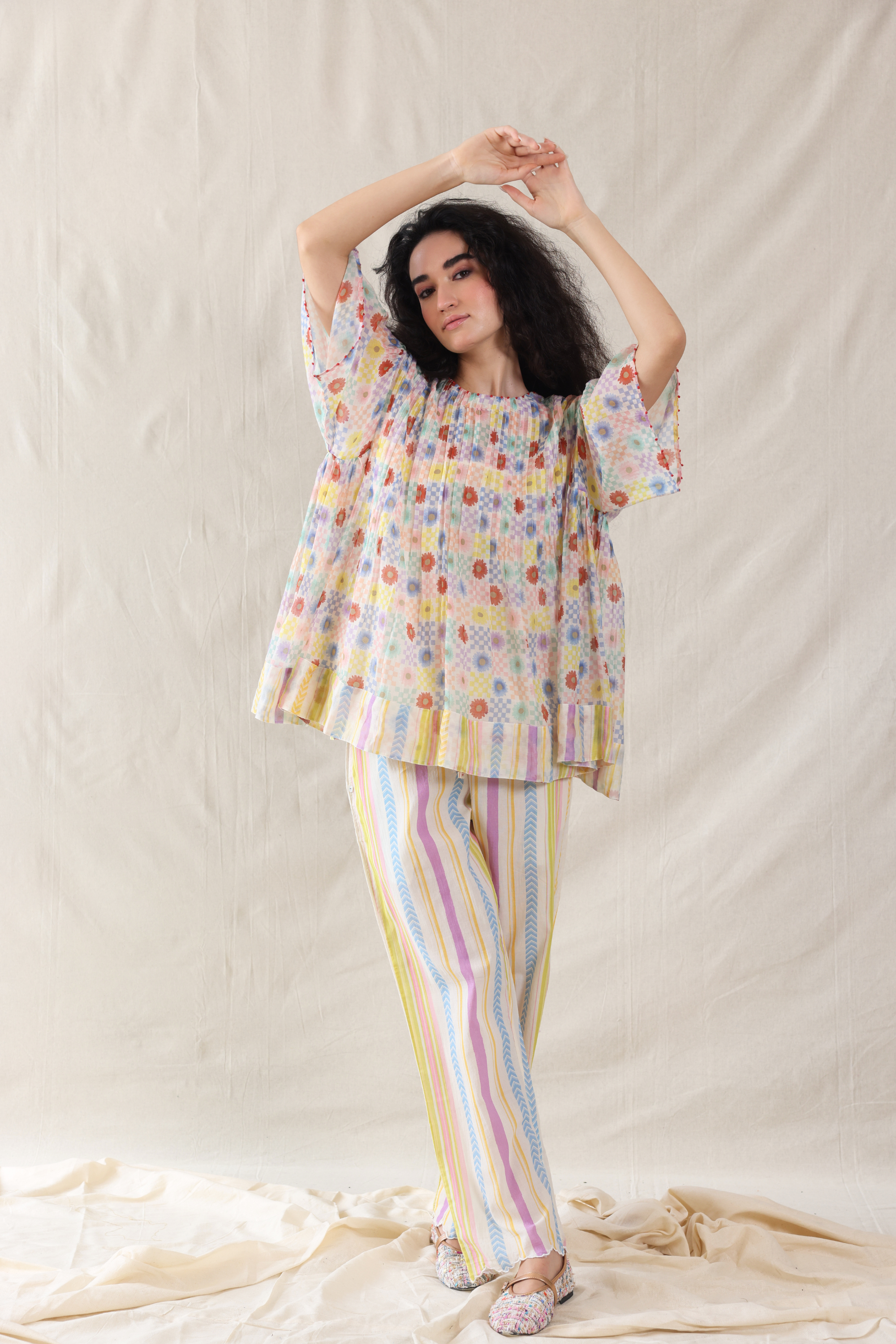 Multi Color Silk, Cotton Handwoven Pant