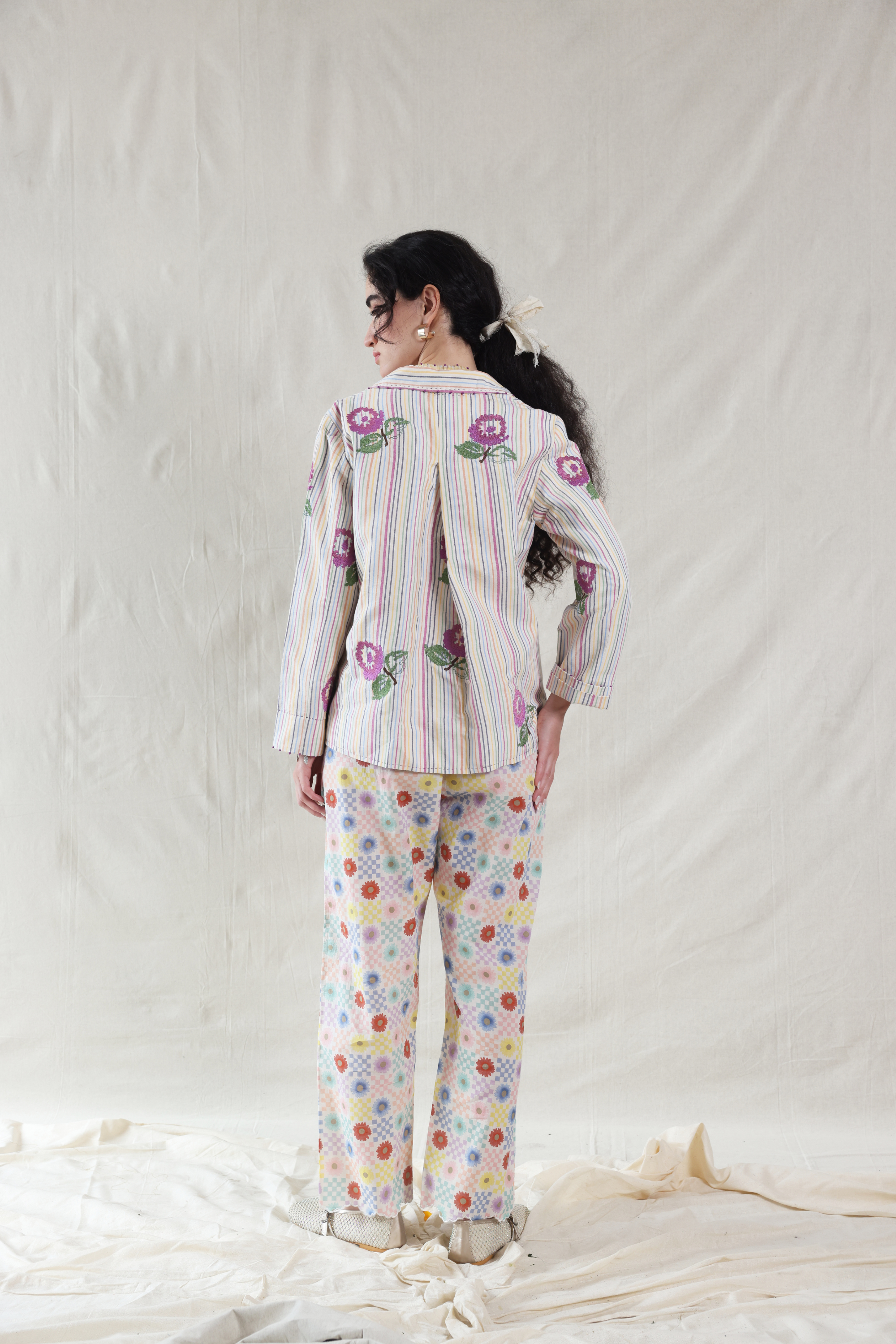 Multi Color Silk, Cotton Handwoven Pant