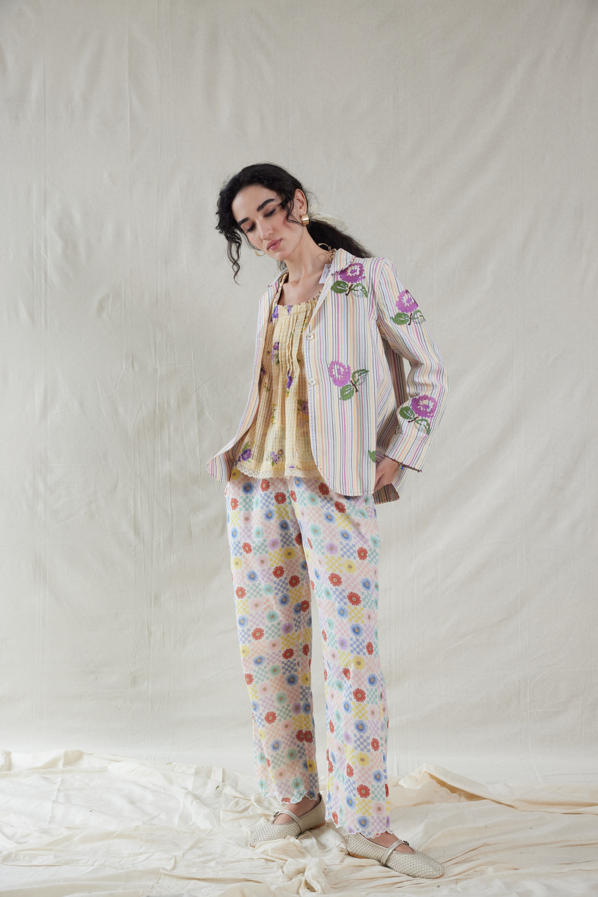 Multi Color Silk, Cotton Handwoven Pant