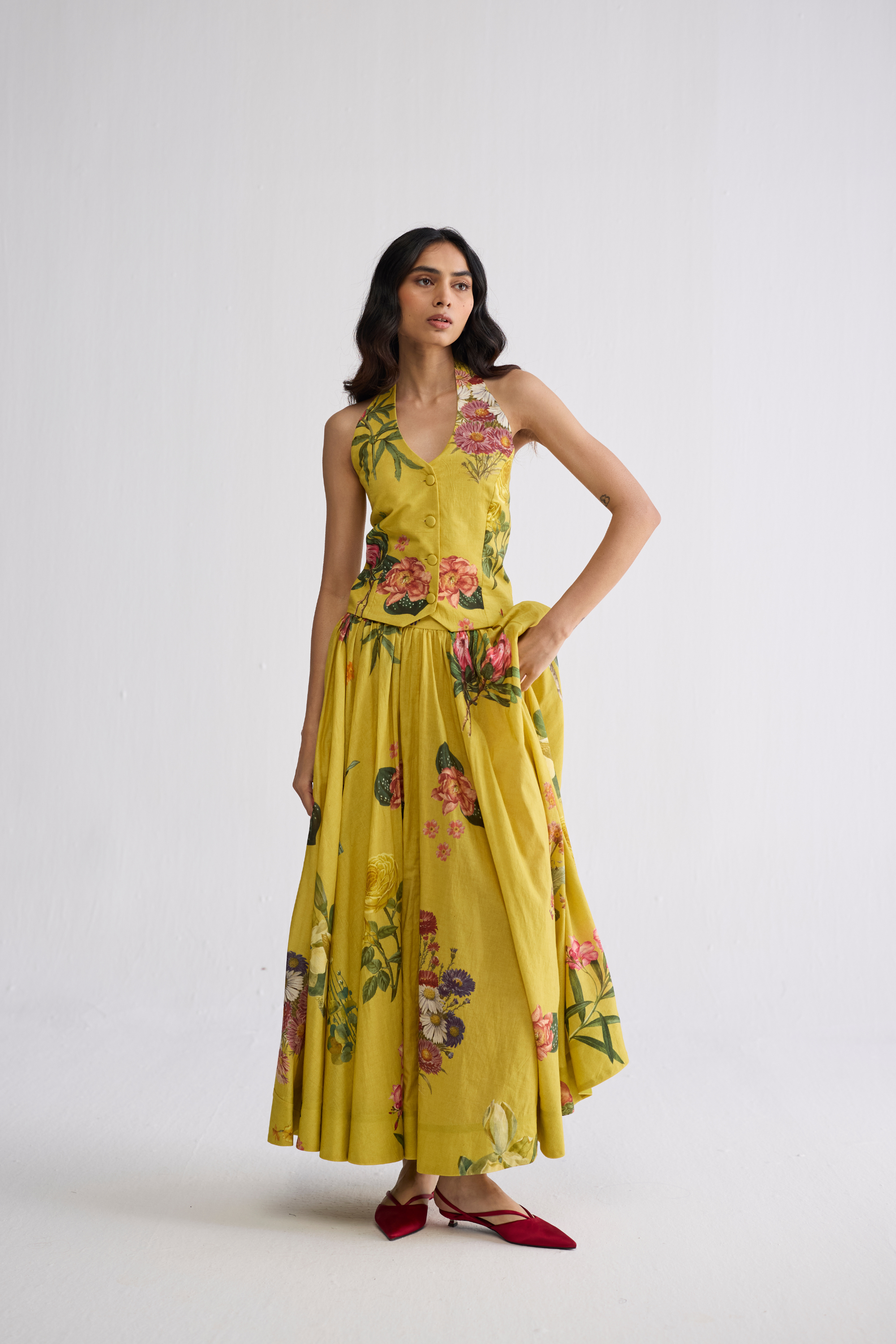 Romy Halterneck Waistcoat & Skirt Set