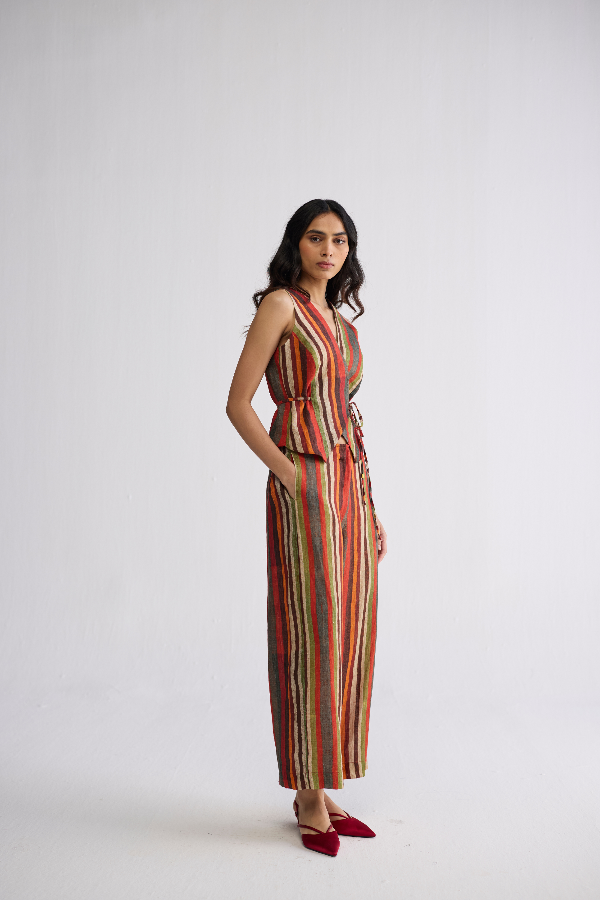 Jilian Tie Up Waistcoat & Pants Set