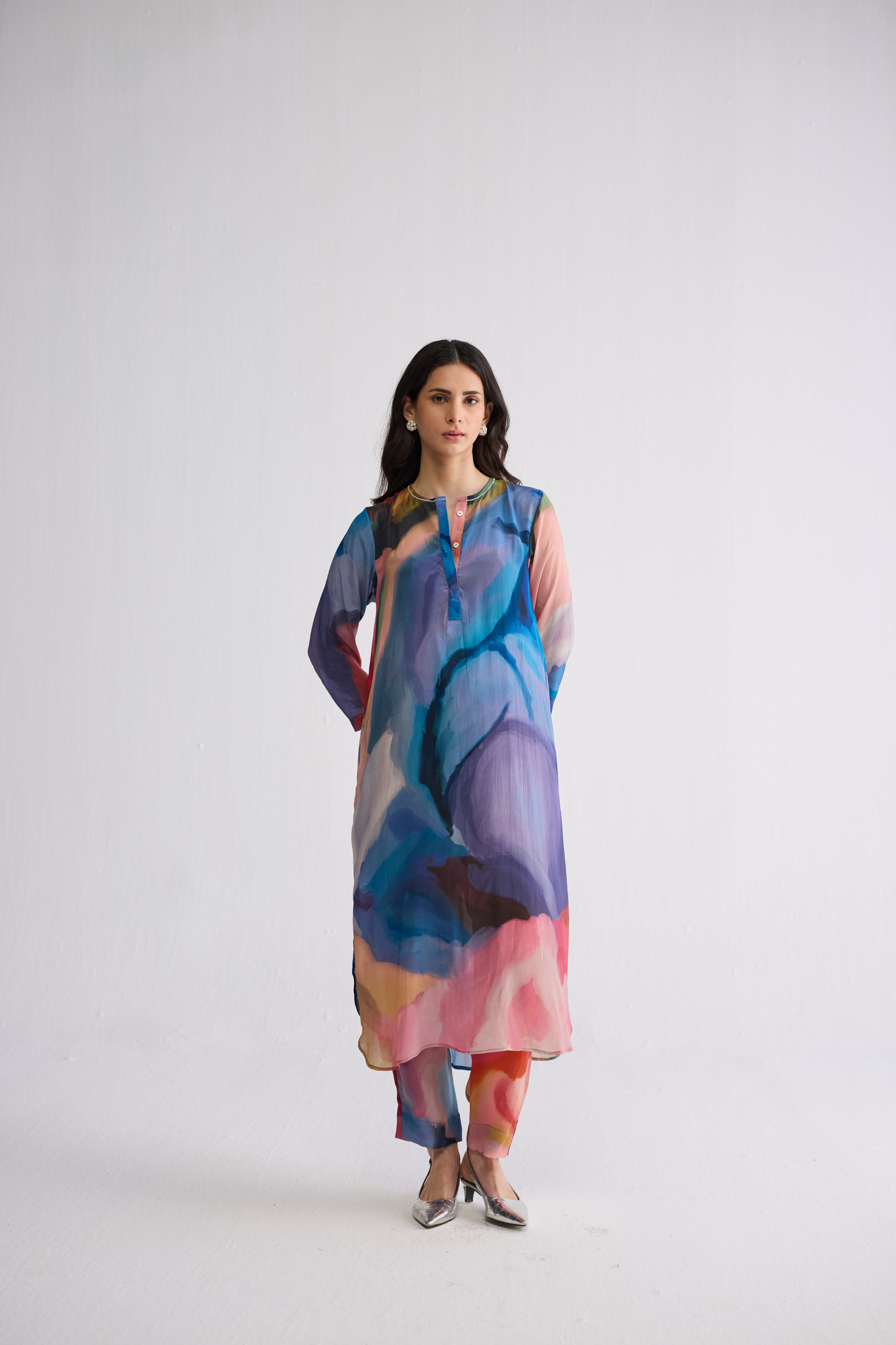 Rainbow Garden Long Kurta Set