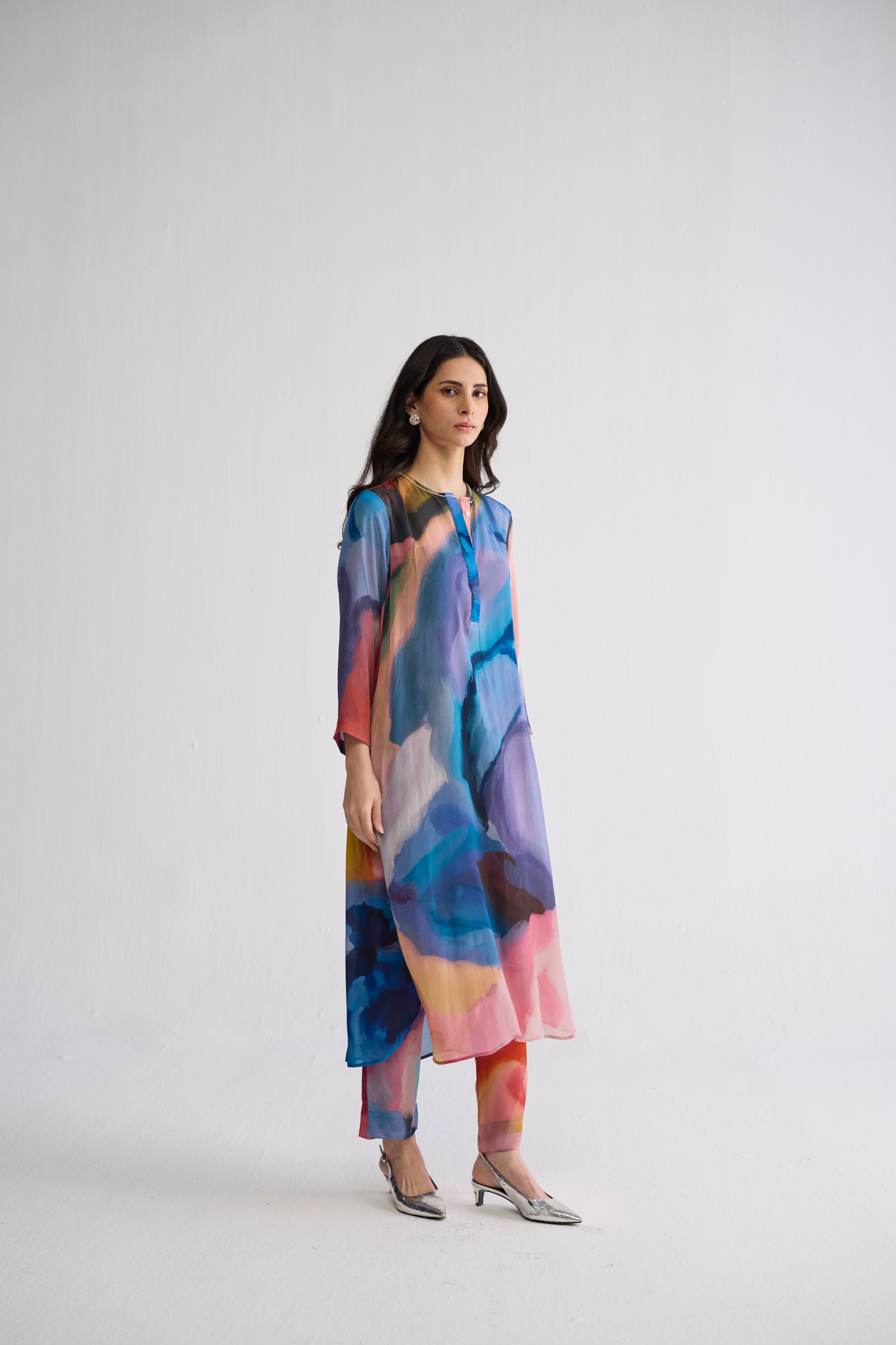Rainbow Garden Long Kurta Set